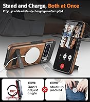 Vista 2 de Funda de piel para Google Pixel 8 Pro, soporte invisible integrado [compatible con Magsafe] Funda protectora delgada compatible con Google Pixel 8