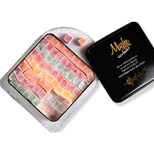 Mughe Gourmet Turkish Delight Candy Elegant Tin Box - 2.87lb/1300g - Halal, Vegan Lokum Fruit Flavors Rose, Strawberry, Lemon, Orange, Mint - Gift for Special Occasions, Halloween, Christmas