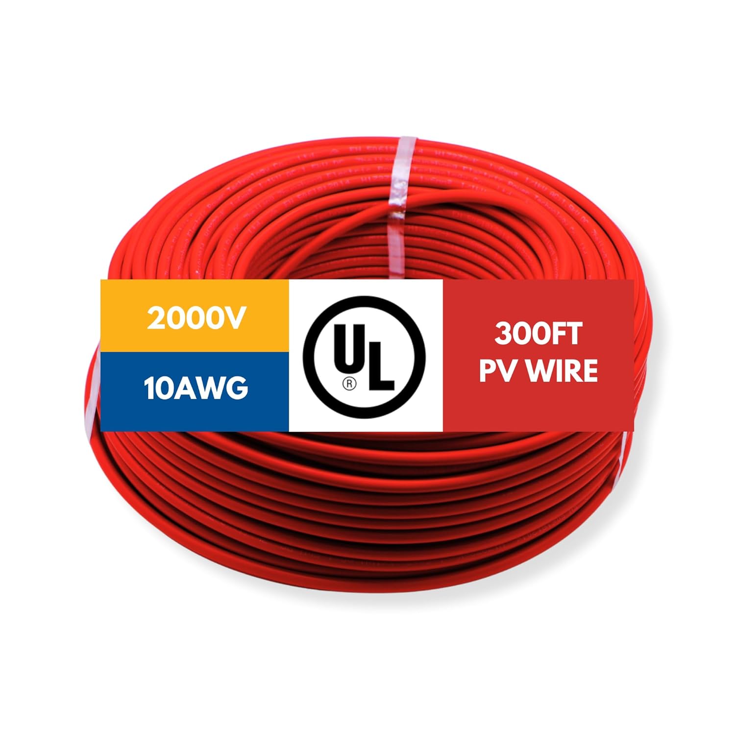 SSS 2000V UL 4703 Solar PV Wire – 300 Feet, 10AWG (6mm²) – Dual Sheath, 100% Pure Copper – UL Listed, 2KV, Weatherproof, UV & Direct Burial Rated – Commercial Grade Cable (Red, 300FT, 10 Gauge)