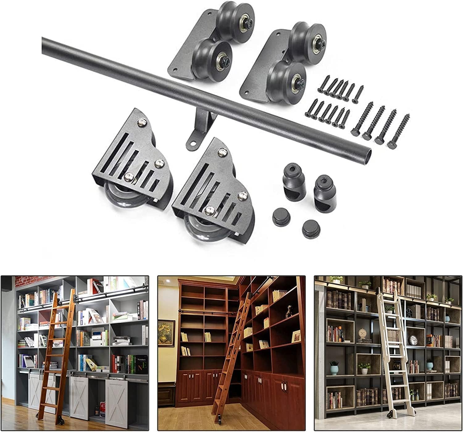 Kit quincaillerie échelle pour optimiser le rangement en hauteur rail rond 400 cm