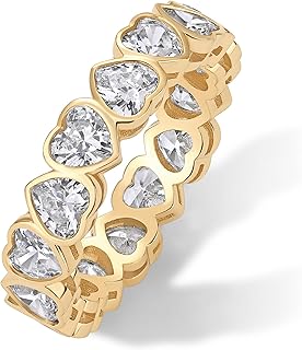 14K Gold Plated Heart Ring for Women - Heart-Shaped Cubic Zirconia Eternity Rings for Women - Stackable Wedding Band for Brides - Cute Promise Jewelry Gifts