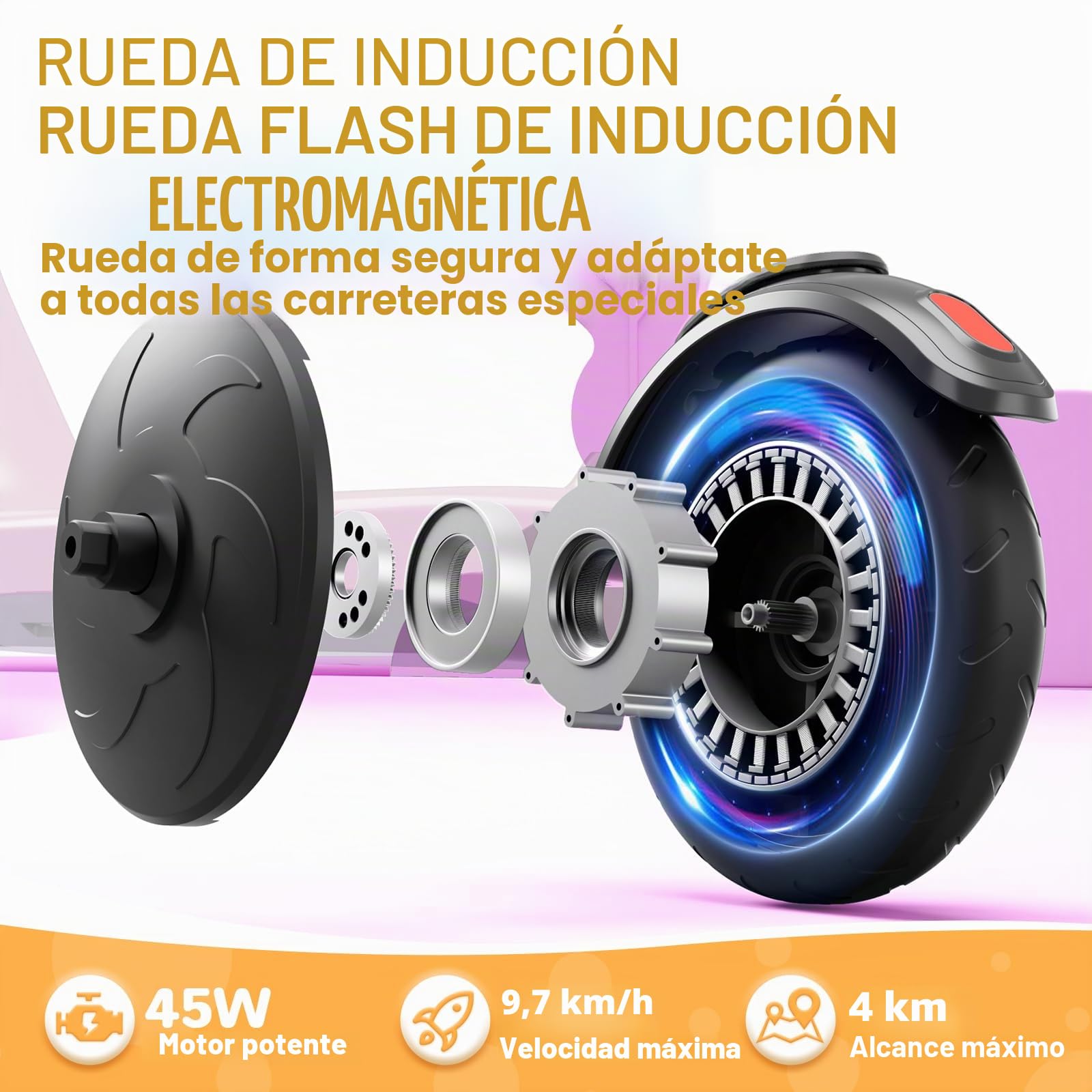 SISIGAD - Patinete eléctrico Infantil de 6 a 8 a 10 años, eléctrico para niños, 5,3 Pulgadas, con luz LED Colorida y 3 Alturas Ajustables, Scooter eléctrico para niños, Carga máxima 70 kg, Velocidad
