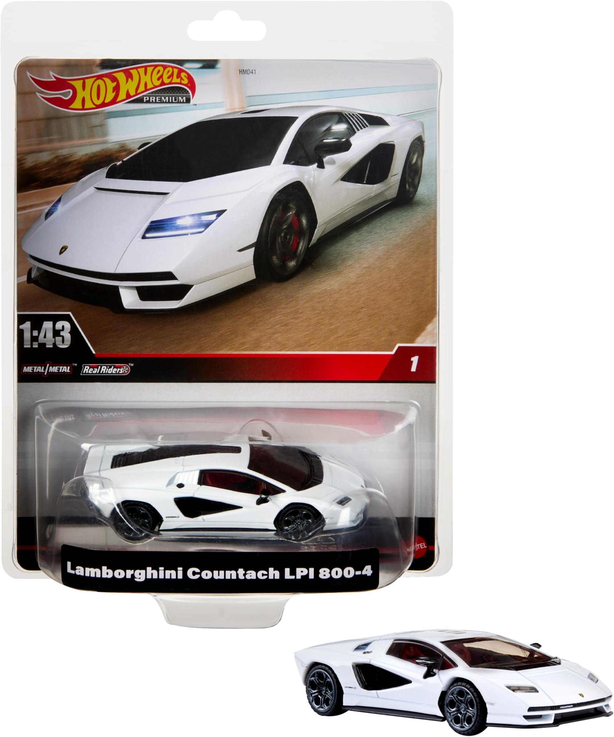 Premium Lamborghini Countach LPI 800-4, 1:43rd Scale Vehicle, Officially Licensed Replicas for Adult Collectors, Real Riders Tires, Metal/Metal Body & Chassis, HMD49