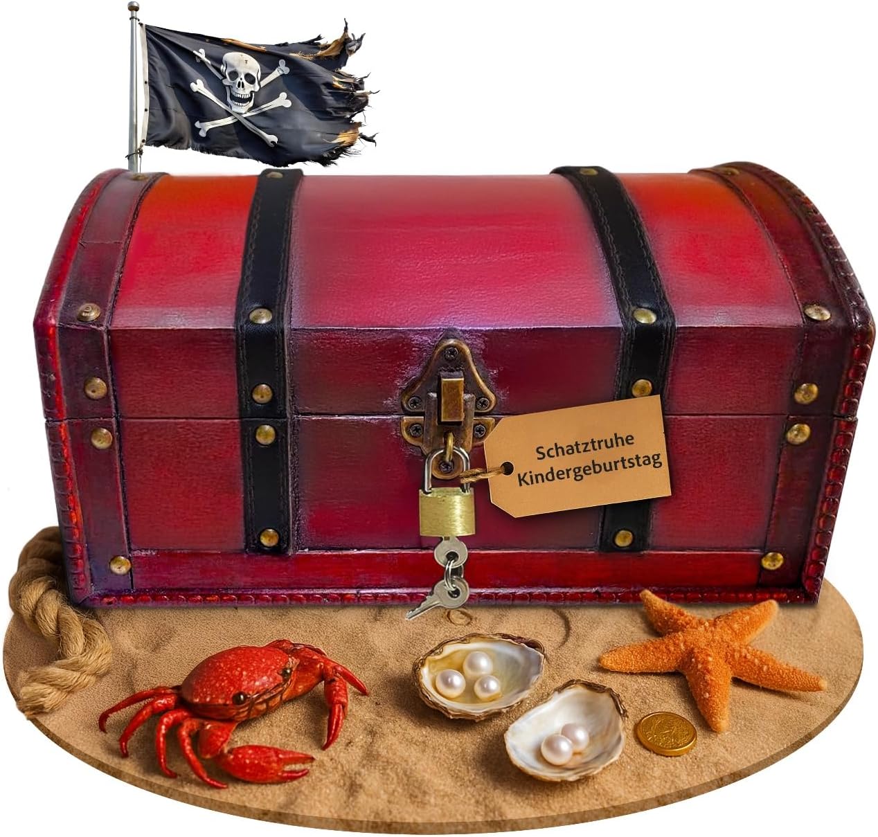 Infinimo Piraten-Schatzkiste mit Schloss und Schlüssel