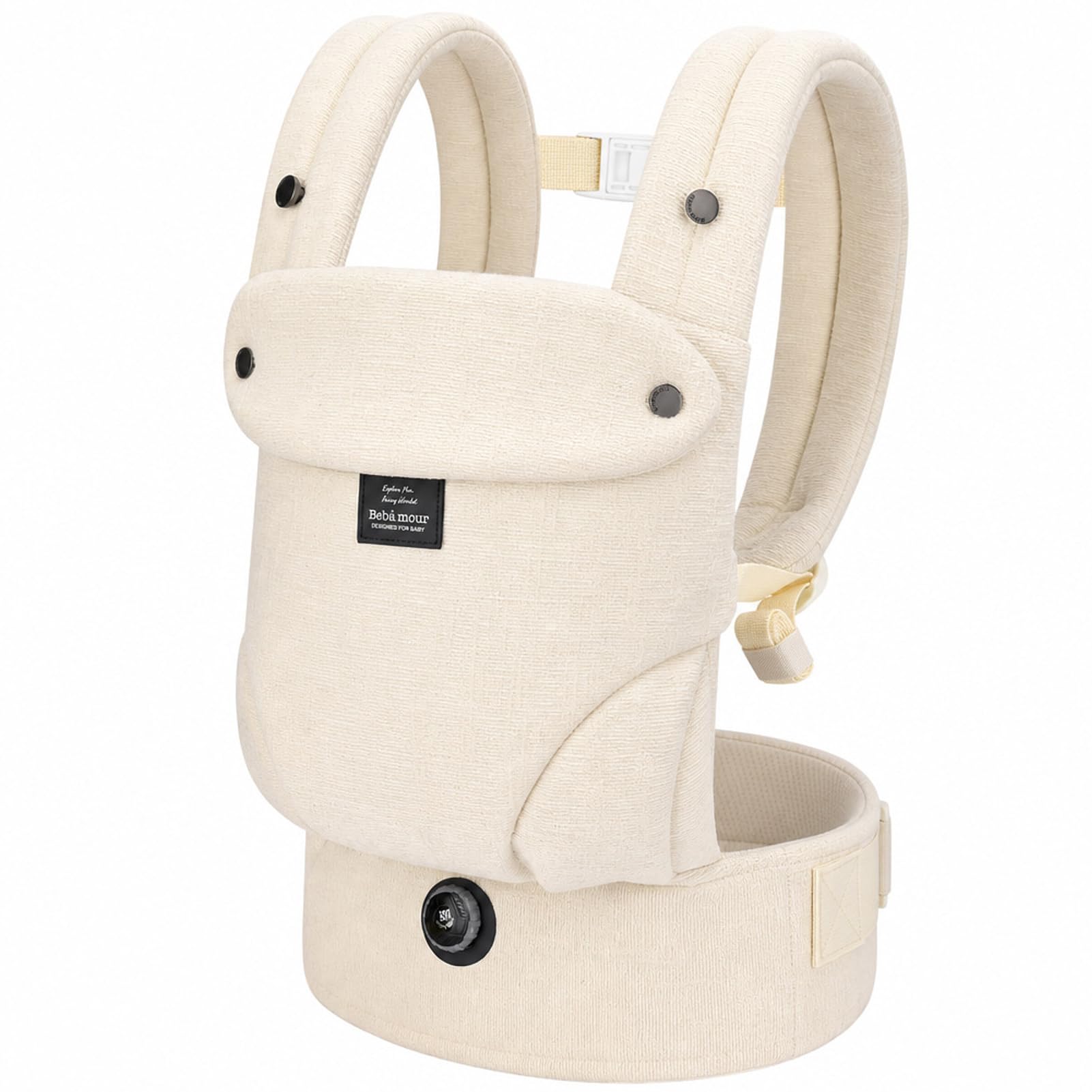Bebamour Portabebés para 3,6-14,9 kg, ergonómico, cómodo, algodón, portabebés delantero y trasero, color beige