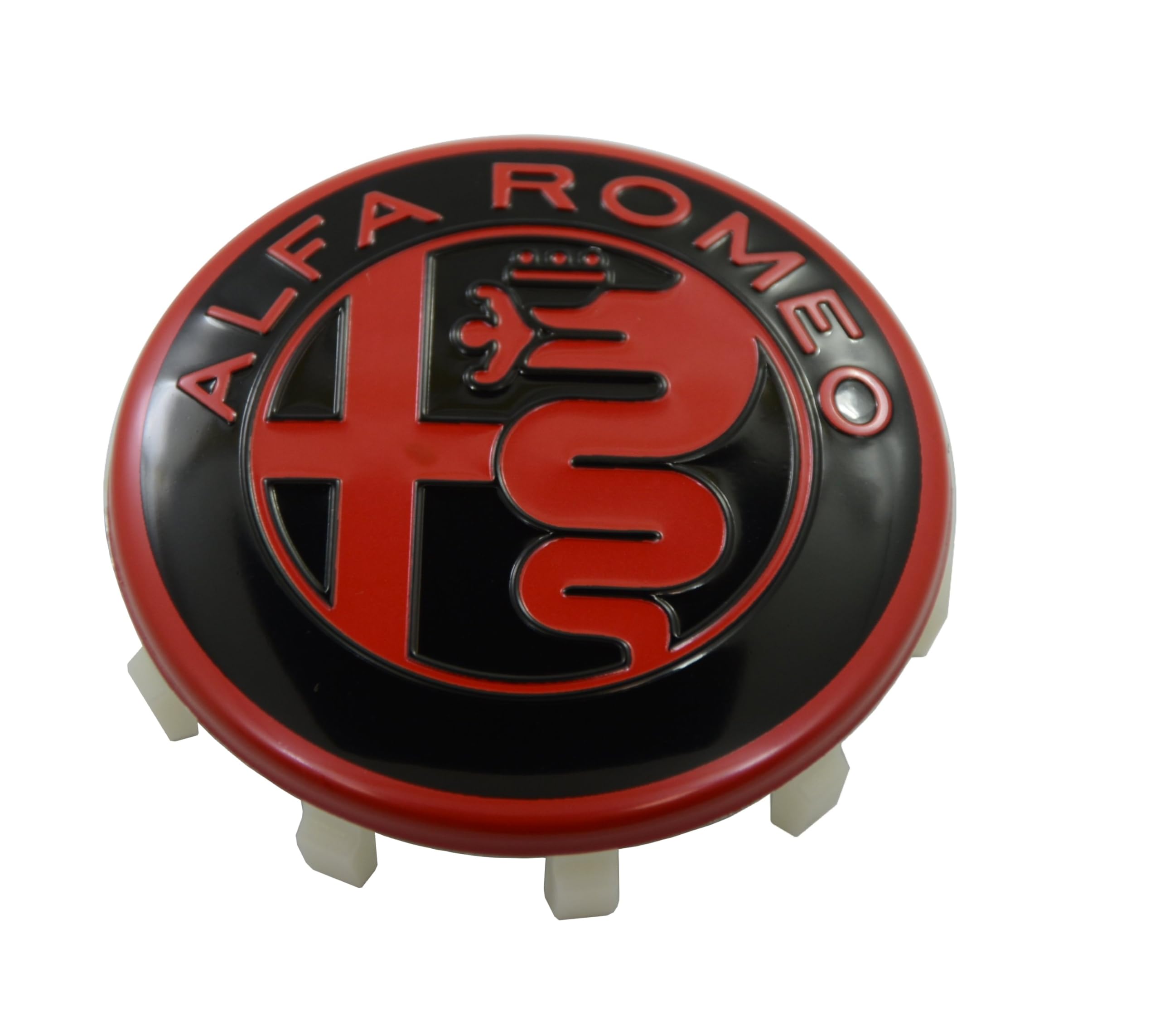 4 Tappi Coprimozzo 60mm Compatibili con ALFA ROMEO Giulietta Giulia 147 159 146 156 Brera Stemma Rosso Nero