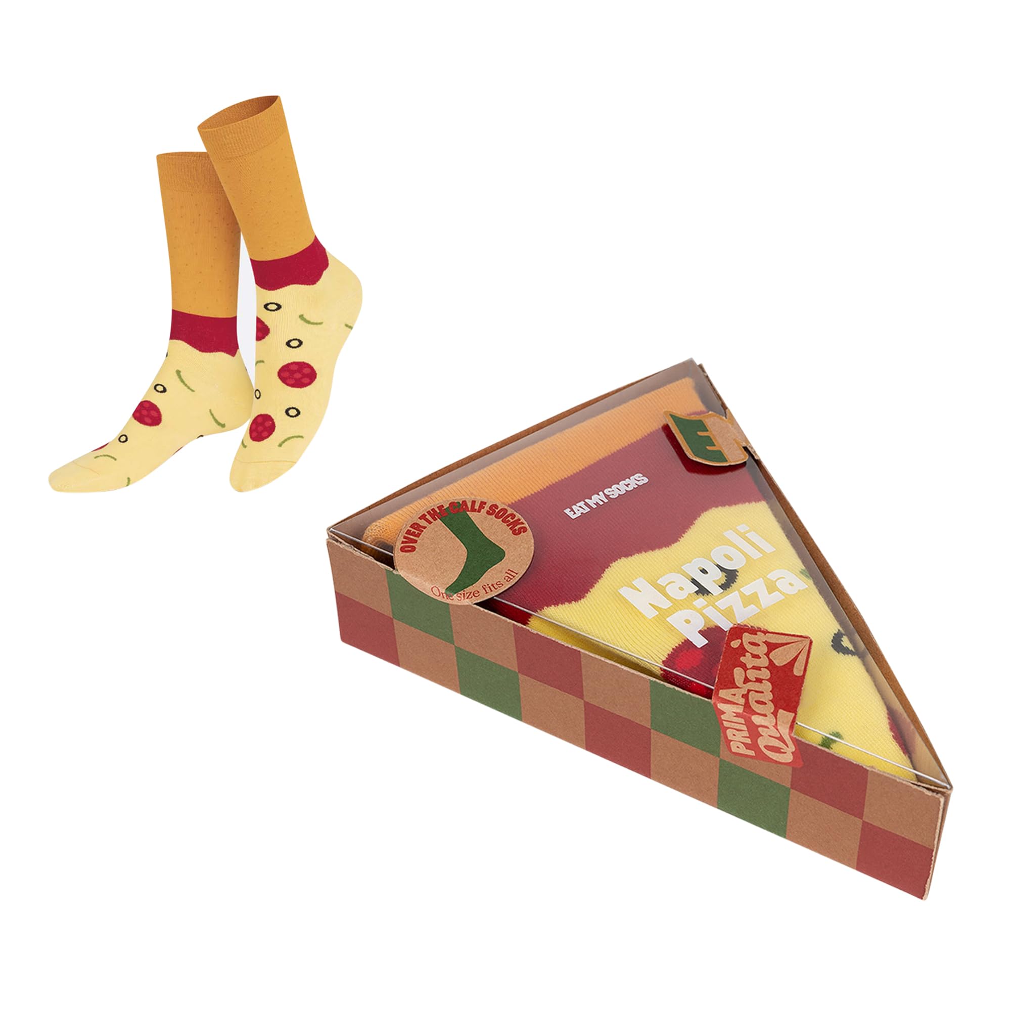 Eat My Socks Unisex Pizza - Original And Fun Socks - Slice Design - High Socks - Comfort And Durability - Ideal For Men And Women - Sizes 36 To 45-1 Pair, 36-42