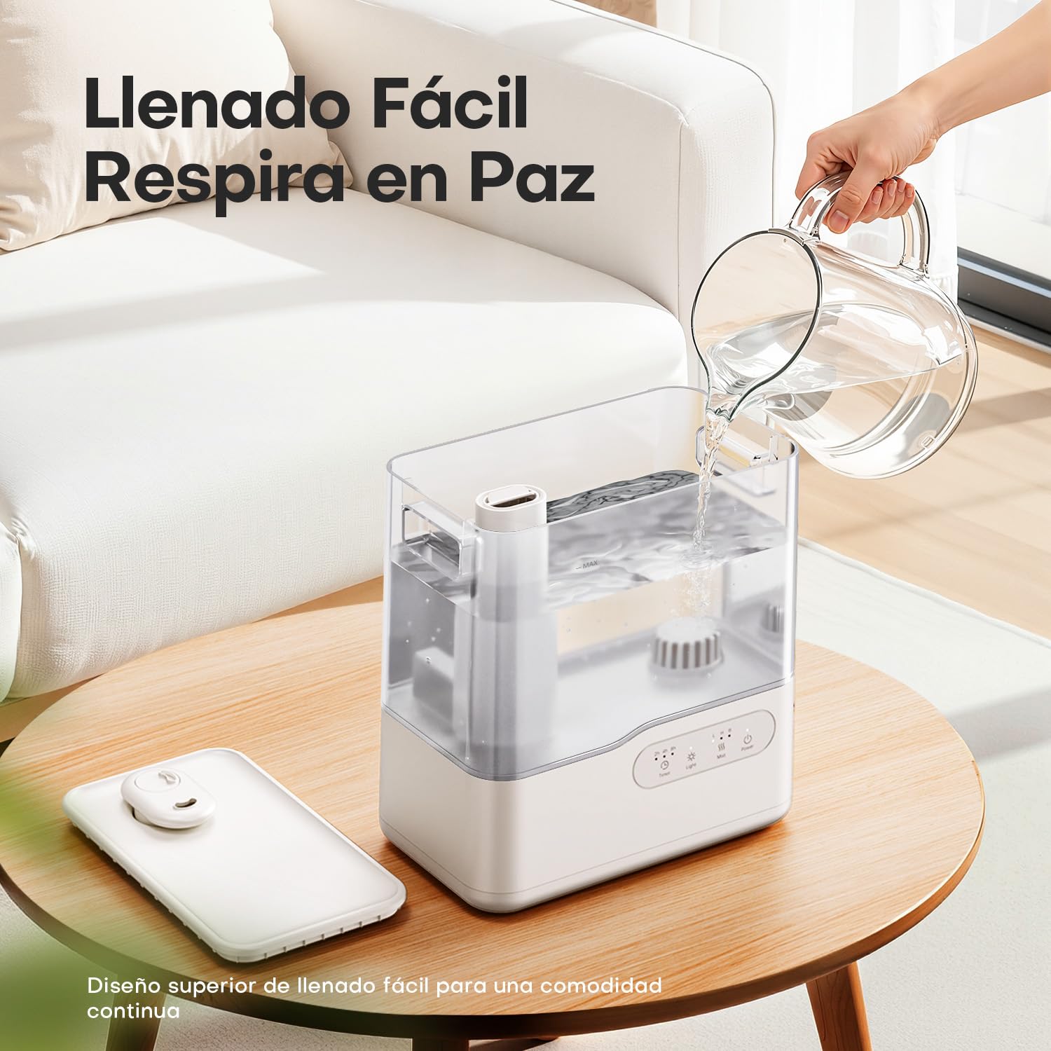 AROEVE Humidificador de Aire 5L Ultrasónico Top-Fill Niebla Fría 36H 25dB Silencioso