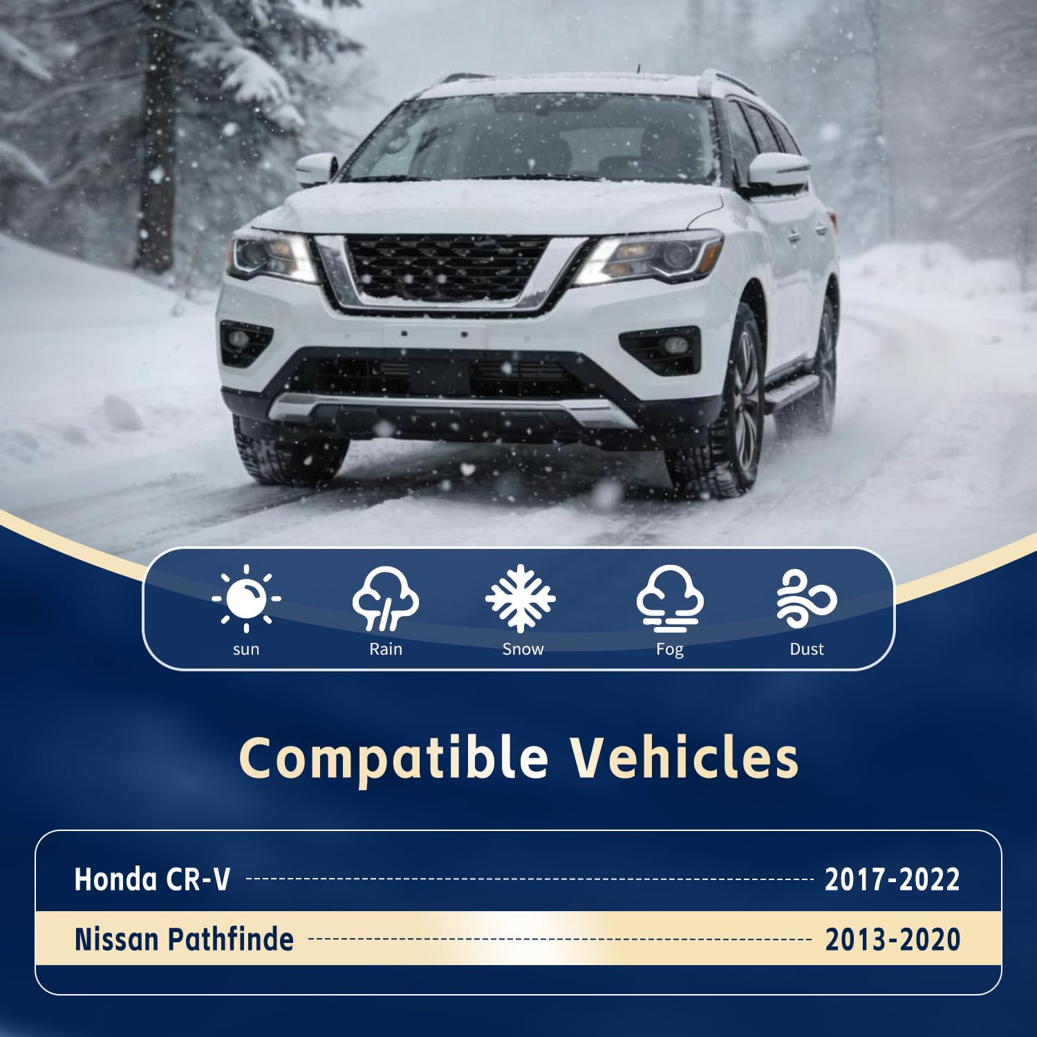 VTogoi Wiper Blades 26"" 17"" 12"" For Infiniti QX60, Nissan Pathfinder, Rogue 2014-2021, OEM Quality