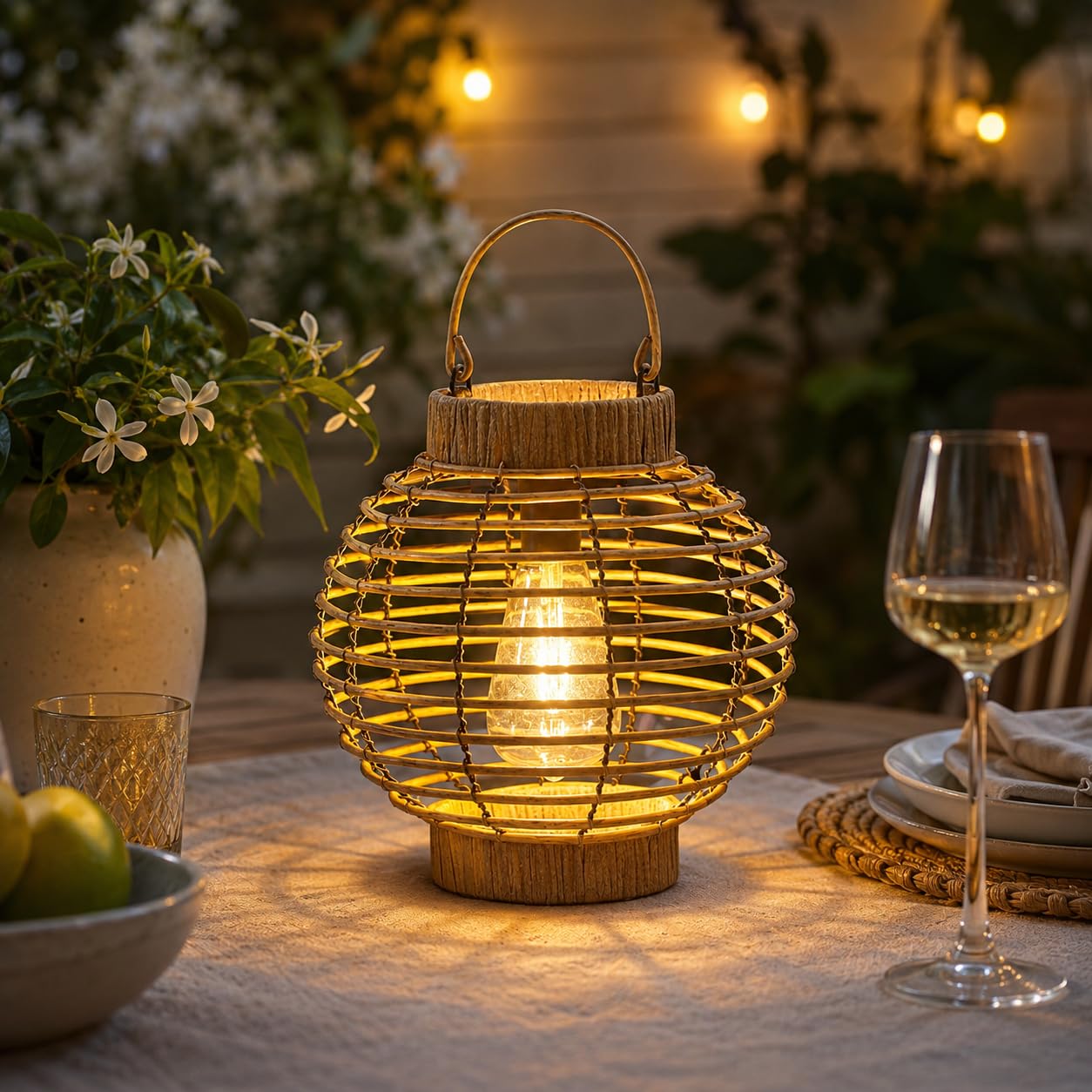 Garden Mile® Solar LED Lantern Lighting for Garden Hanging Rattan Effect Lamp Outdoor Lighting Garden Table Light Hanging Solar Powered Light — image 1