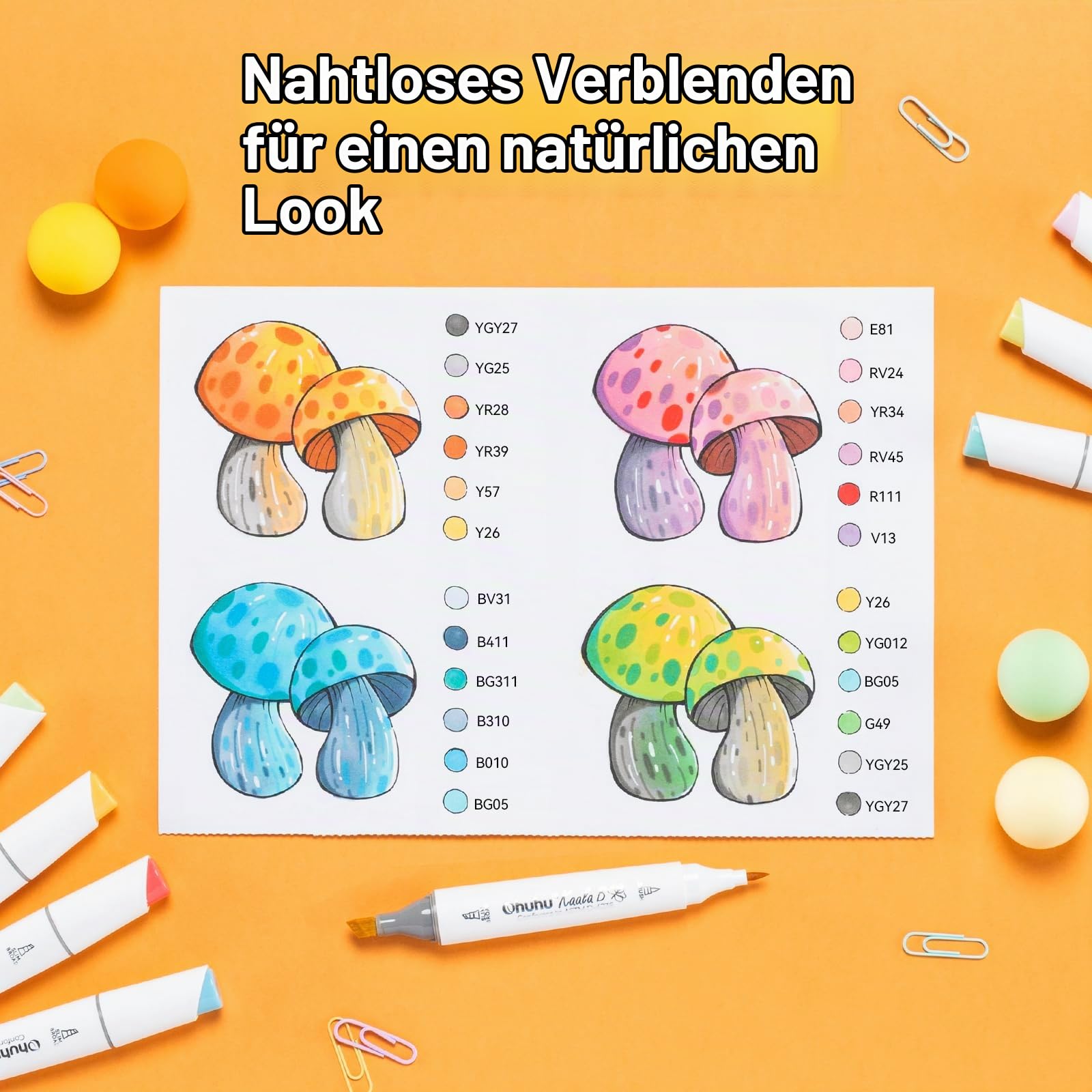 Ohuhu Marker, 60 Farben Doppelspitze Alkohol Marker + 1 Blender
