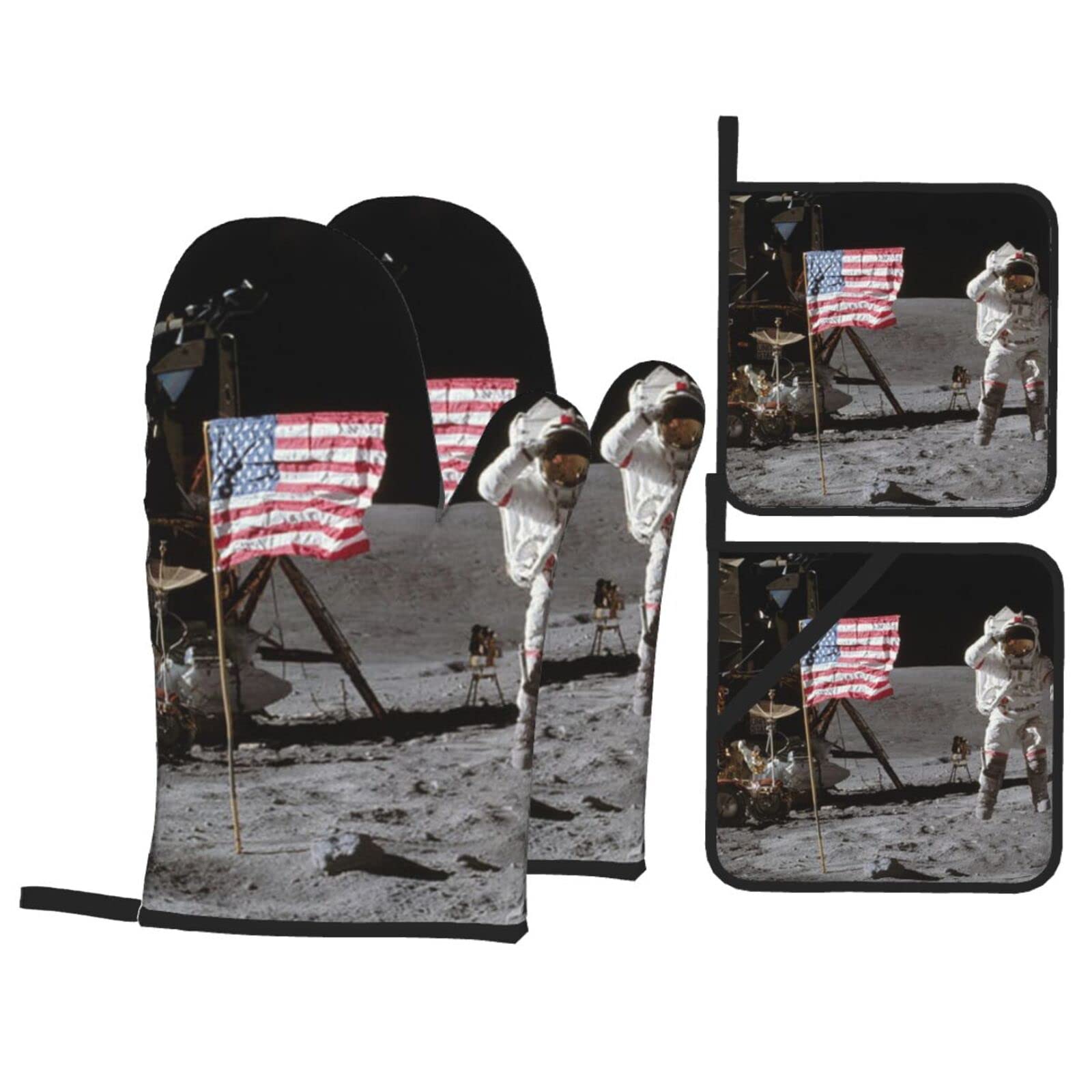 Maniques astronaute lune lot de 4 gants de cuisine résistants pour four et micro-ondes