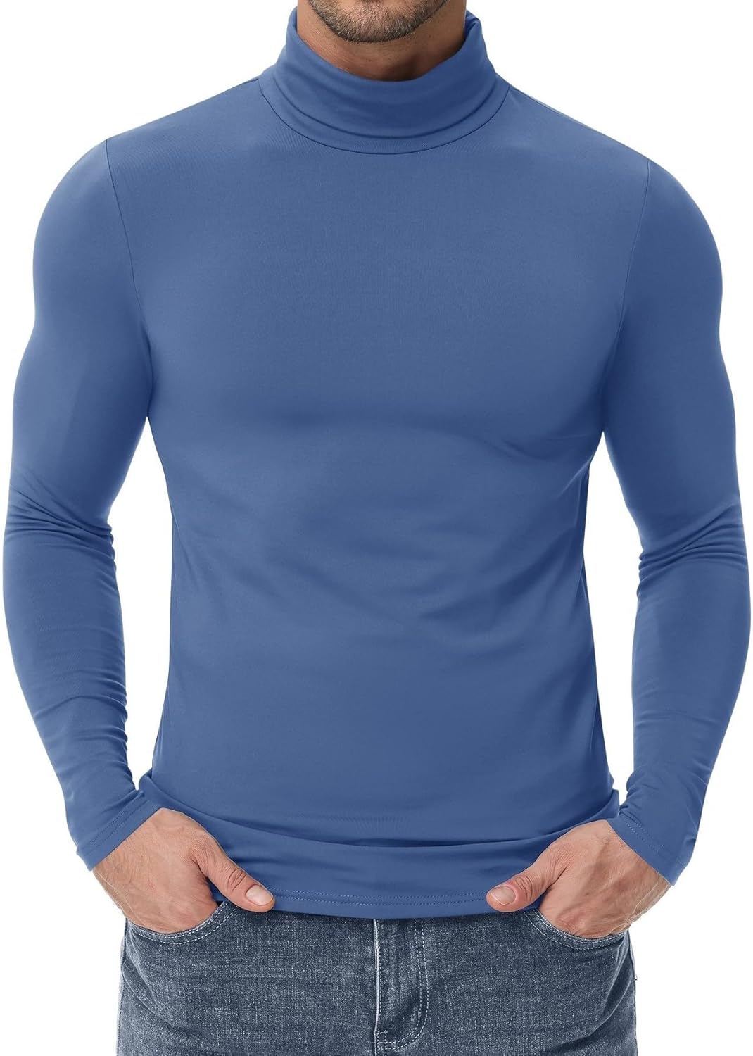 Poriff Men's Turtleneck Tops Fleece Lined Pullover Thermal Long Sleeve Casual Slim Fit Basic Sweater
