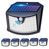 Luce Solare Led Esterno, 3 Modos IP65 Impermeabile Faretto LED da Esterno con Sensore di Movimento, Lampada Solare da Esterno per Giardino, Parete, Garage (6 Pezzi Bianco Freddo)