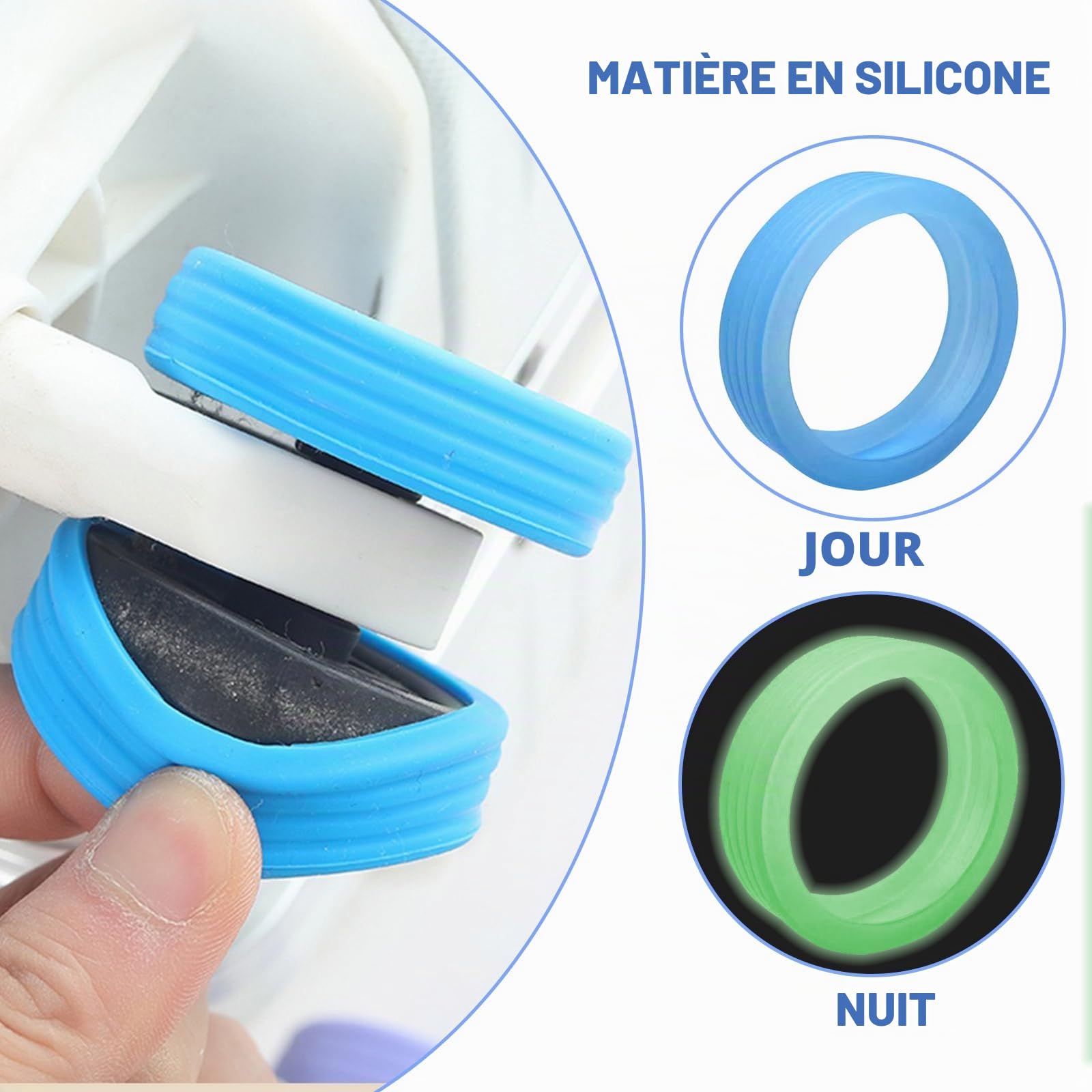 16Pièces Lumineux Protection Roue Valise, Silicone Protege Roulette Valise, Housses de Protection de Roue de Bagage Réduction du Bruit, Couvre-Roues de Bagage pour Valise Absorption des Chocs