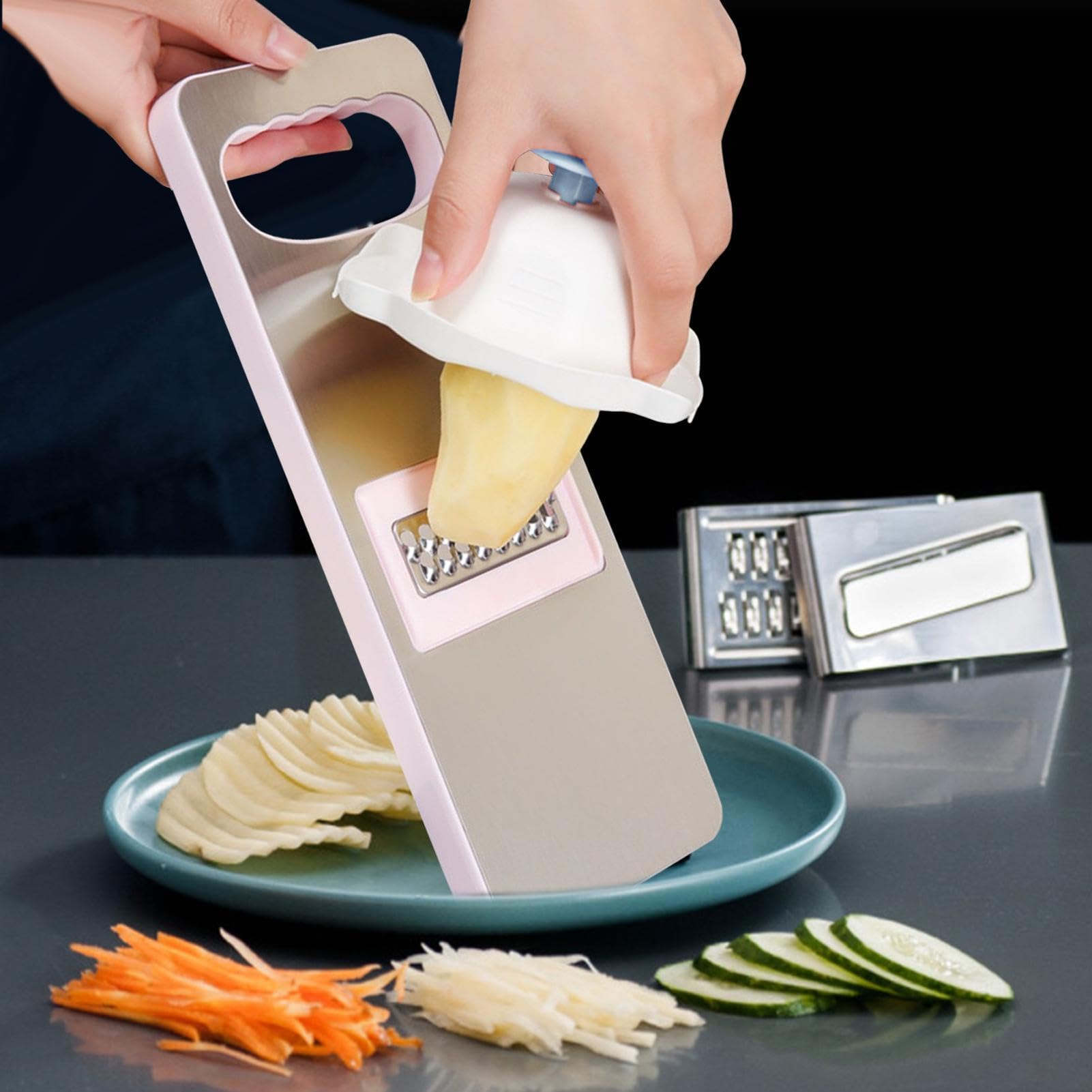 Protector de dedos para cortador de verduras, soporte de seguridad para mandolina