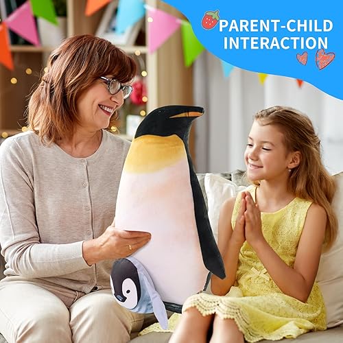 Miniatura 4 de Almohada de felpa de pingüino para padres e hijos, peluches suaves de pingüino, lindos animales de peluche, juguetes de peluche kawaii, decoración