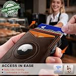 KEMISANT Airtag Porte-monnaie Hommes,Slim Avant Poche Cadeau Portefeuille Clip d'argent standard ou Apple Airtag Utilisez 3,8"×2,8"×0,9"