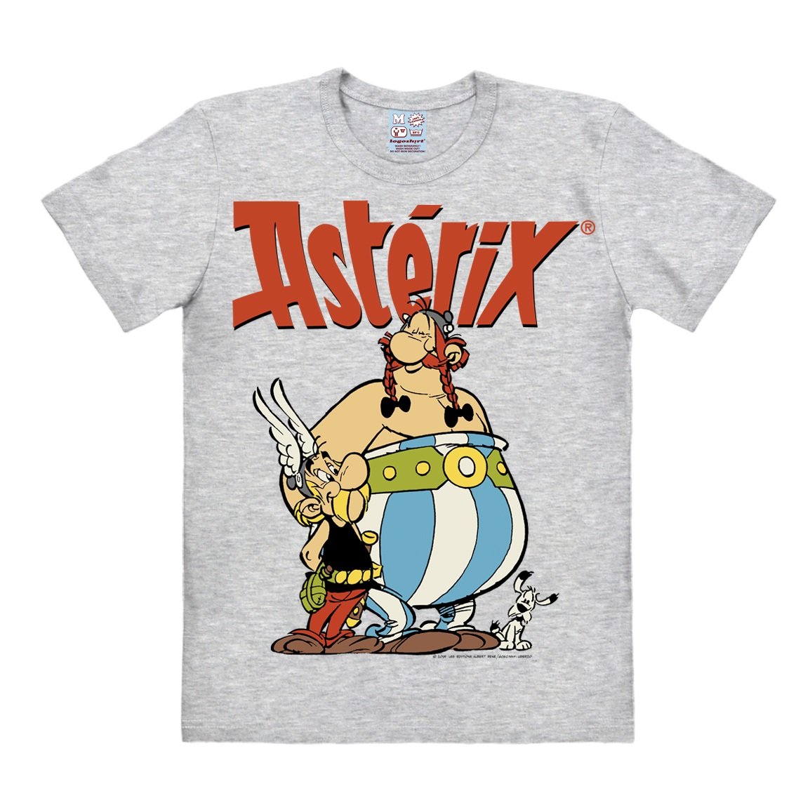 LOGOSHIRT Men's Asterix & Obelix Short Sleeve T-shirt, Grey (Grey Melange), Large
