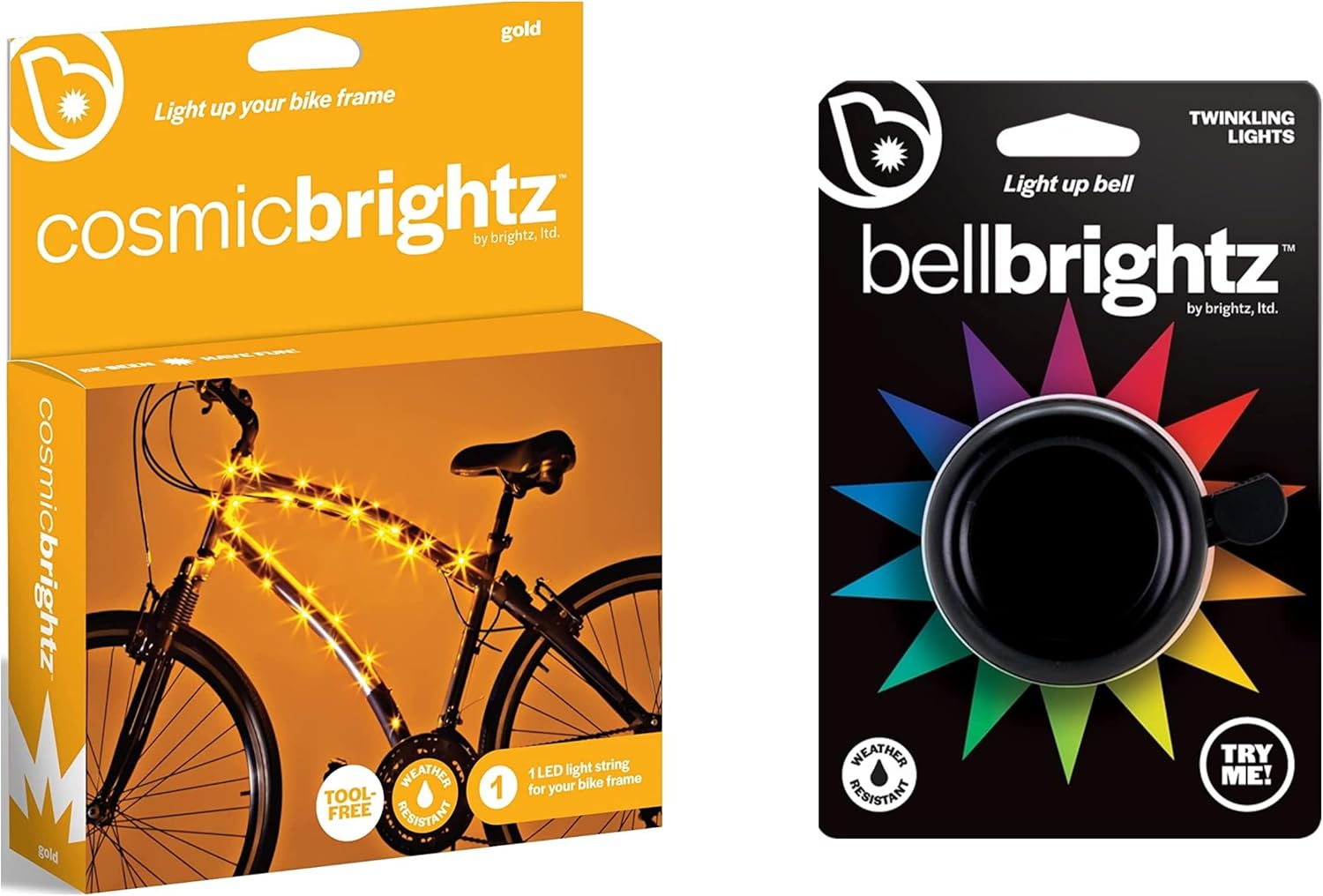 Gold Bike Frame Lights with Light Up Bike Bell
