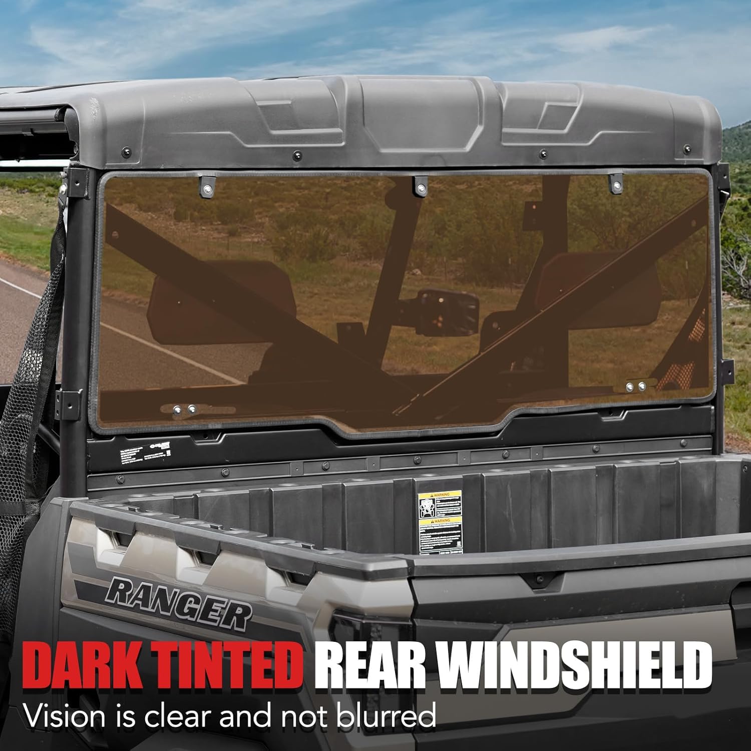 A & UTV PRO Rear & Front Full Windshield for 2017-2025 Polaris Ranger XP 1000/ Crew XP 1000/Ranger 1000/ XP 900, Heavy Duty Clear Tough Windscreen, Rear Dark Tinted Window Accessories, 2PCS - Image 8