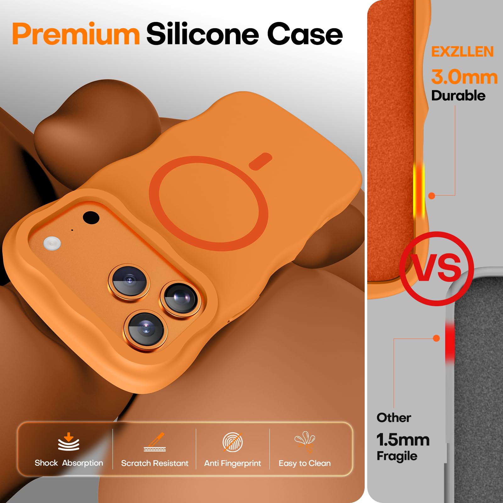 Funda magnética para iPhone 17 Pro Max, silicona gruesa, color
