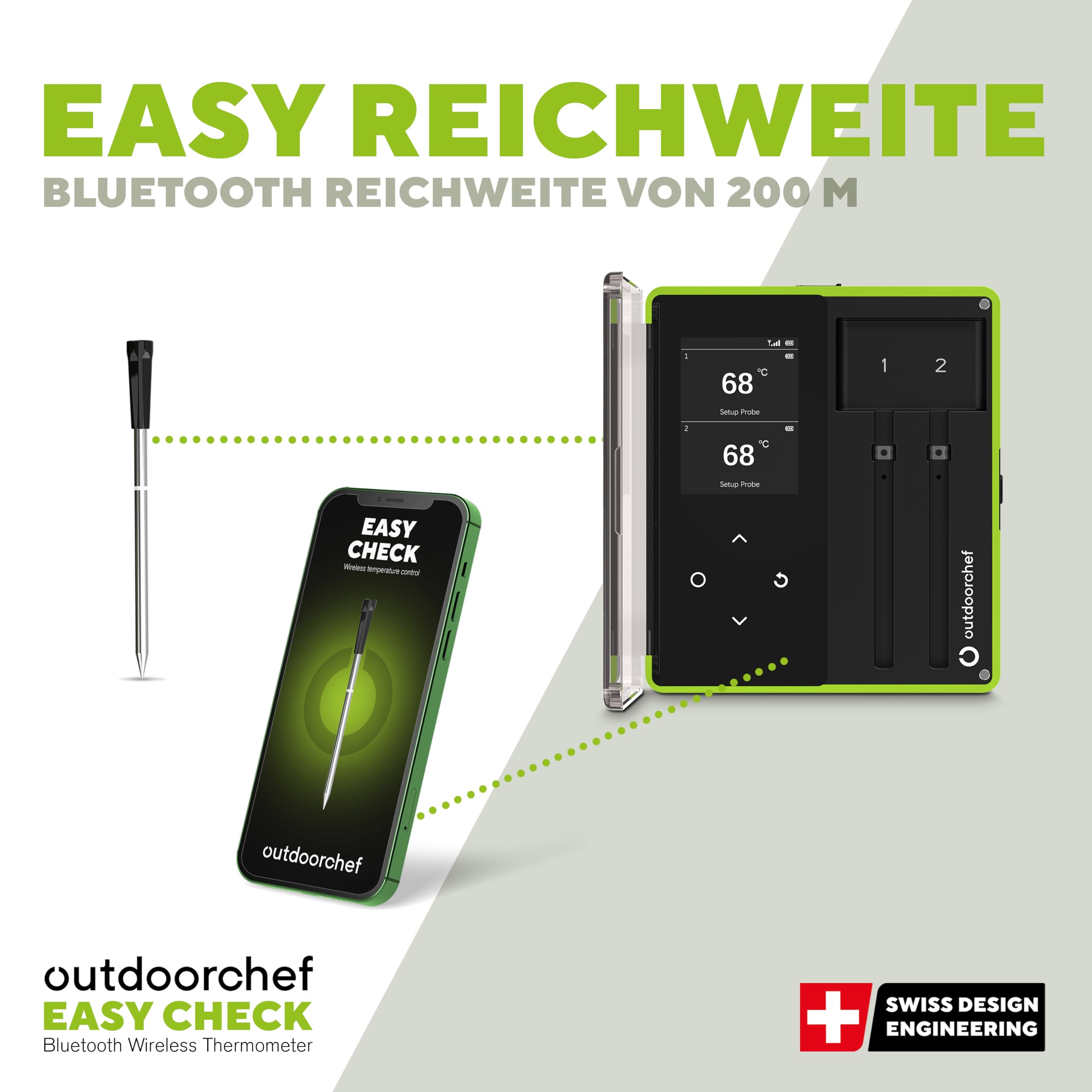 OUTDOORCHEF Termometro Easy Check Dual – Wireless Bluetooth Grill Termometro