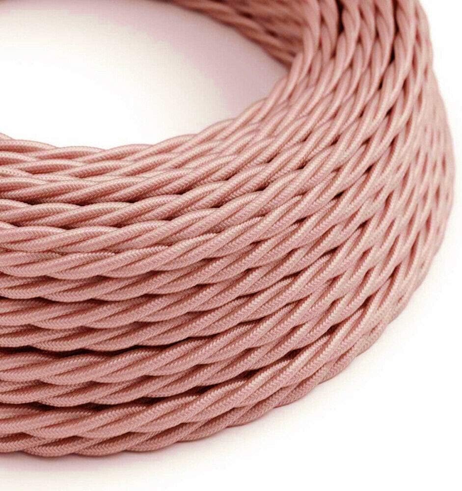 10m 3 Core Twisted Electrical Cable Vintage Italian Style Cable with Earth Wire, Antique Braided Woven Lighting Flexible Fabric 0.75mm Cord, DIY Pendant Light, VDE Certification (Twisted - Rose Gold) — image 1