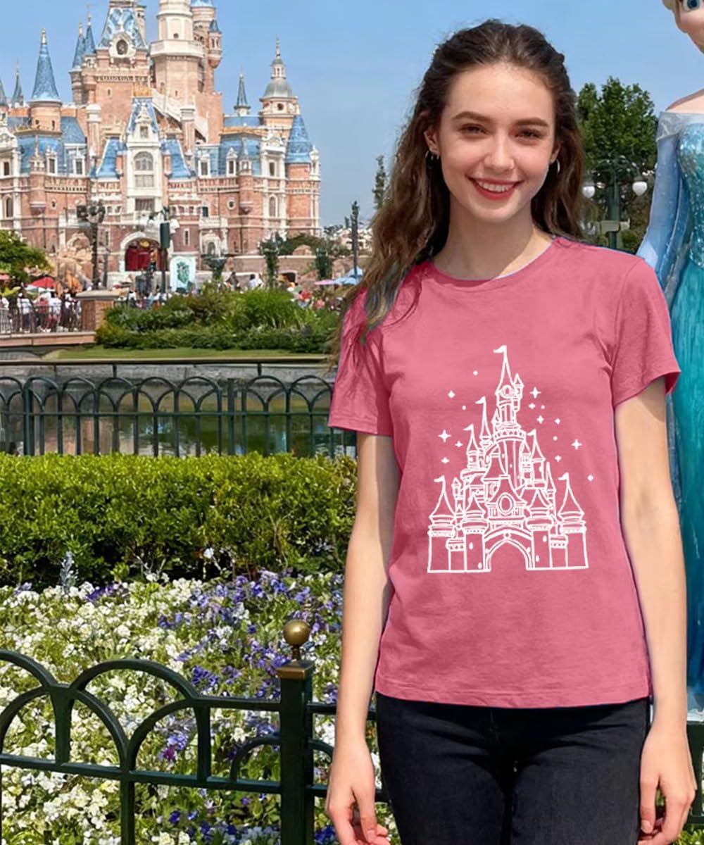 Magic Castle Shirt for Women Cute Kingdom Graphic Tshirt Casual Holiday Vacation Short Sleeve Tee Tops - Image 3