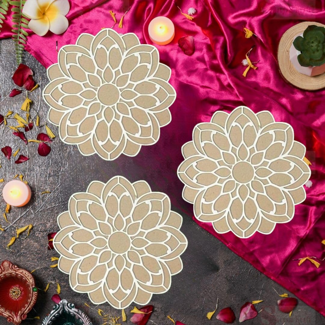 SATYAM KRAFT 3 PCS Reusable MDF Rangoli Mats with Wooden Base. Just Fill It Up with Valentine,Rangoli Color,Flowers,Pulses,Stencils Border for Floor Home Christmas,Decoration,Pooja,Newyear,DecorDIY (B0CHP3HMSQ) Amazon Price History, Amazon Price Tracker