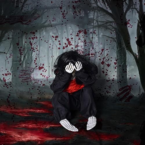 Decoración de esqueleto animado que grita aterrador, decoración de Halloween para interiores, esqueleto colgante que llora con sensor de movimiento,