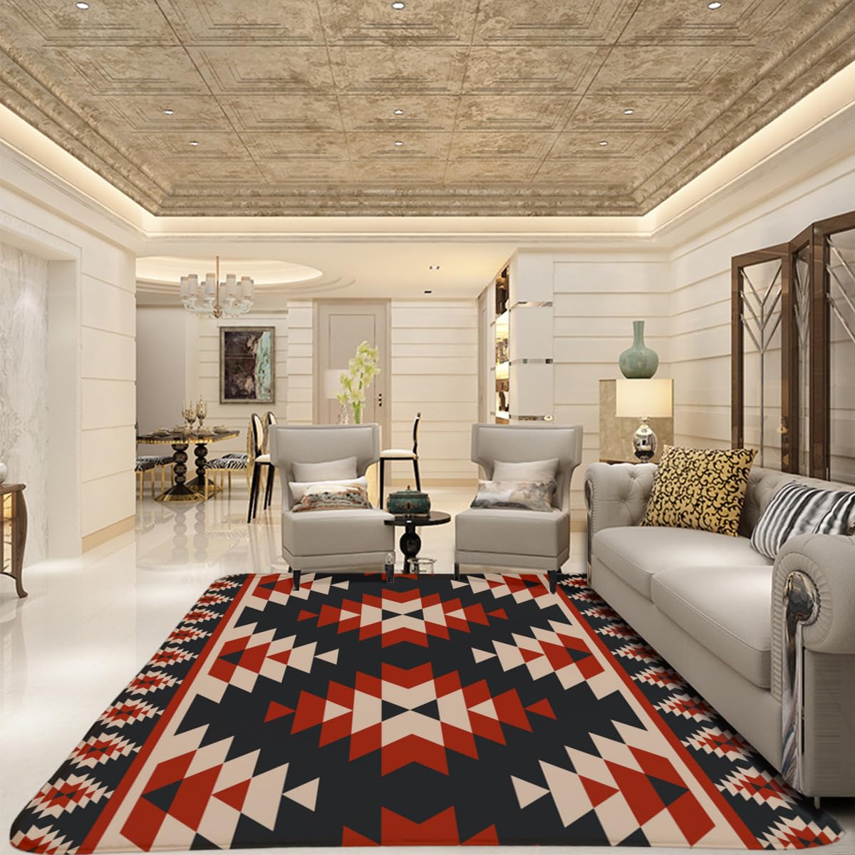 ヴィンテージ チマヨ オルテガ ラグ ネイティブ アメリカン 157 x 73