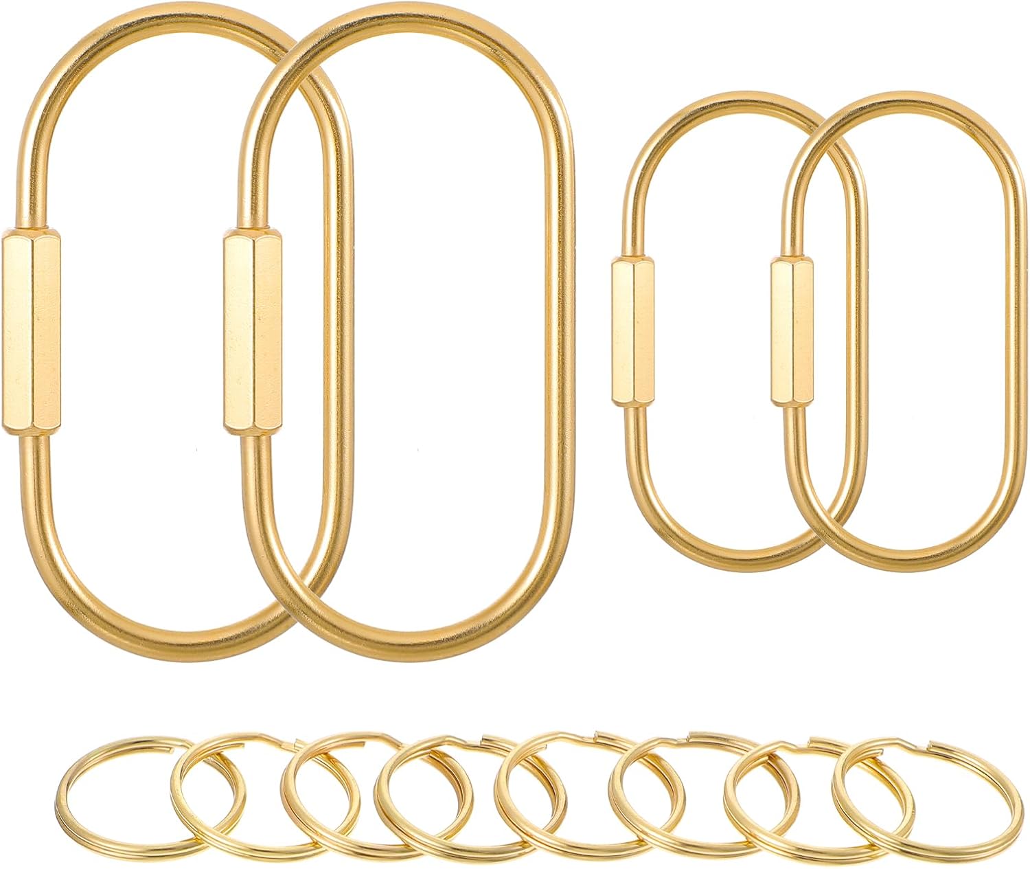 4Pcs Gold Brass Key Rings Purse Bag Charms Screw Lock Key Organizer Keychain Clip for Keys Simple Style Car Metal Purse Bag Charms for Handbags Women Men Home Finder (2 Large + 2 Small) 4Pcs Gold Brass Key Rings Purse Bag Charms Screw Lock Key Organizer Keychain Clip for Keys Simple Style Car Metal Purse Bag Charms for Handbags Women Men Home Finder (2 Large + 2 Small)