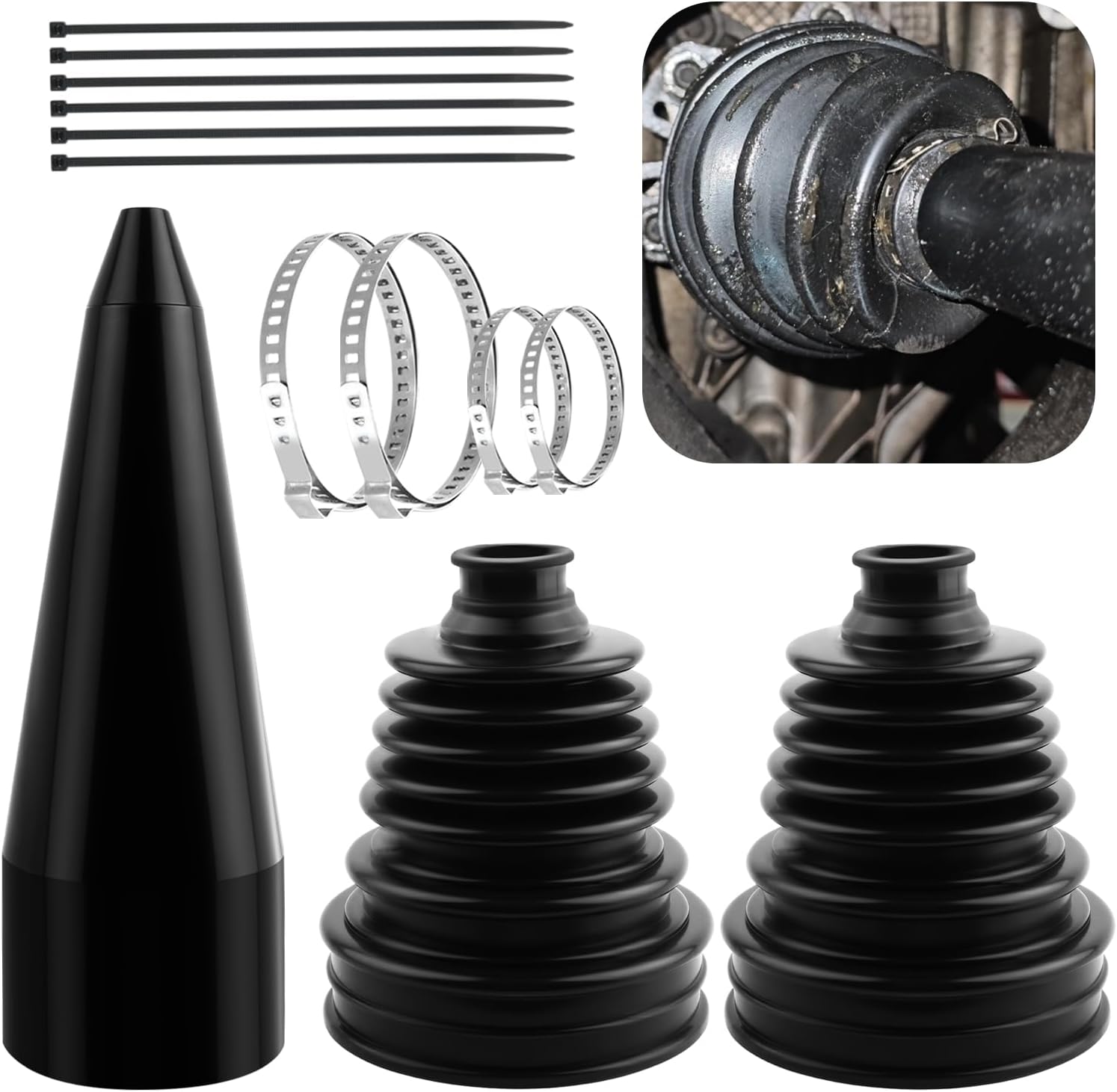 CV Boot Repair Kit Includes CVs Boot Expander Tool,Soft CV Axle Boots Repair Kit for Dust Protection with Clamps,Silicone CVs Joint Boots Kits Fits 3.56"/2.96"/2.46" Calibers