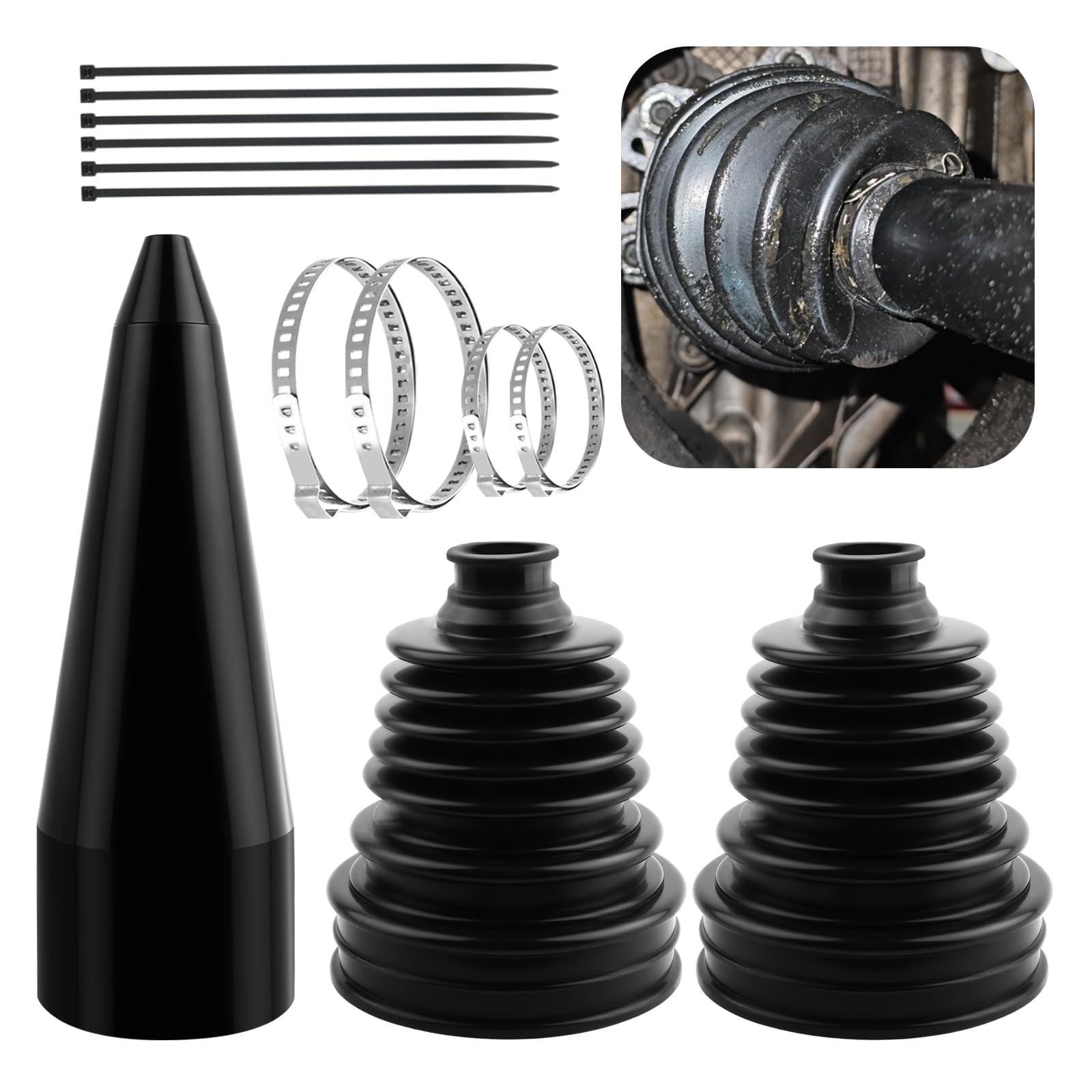 Photo 1 of CV Boot Repair Kit Includes CVs Boot Expander Tool,Soft CV Axle Boots Repair Kit for Dust Protection with Clamps,Silicone CVs Joint Boots Kits Fits 3.56"/2.96"/2.46" Calibers