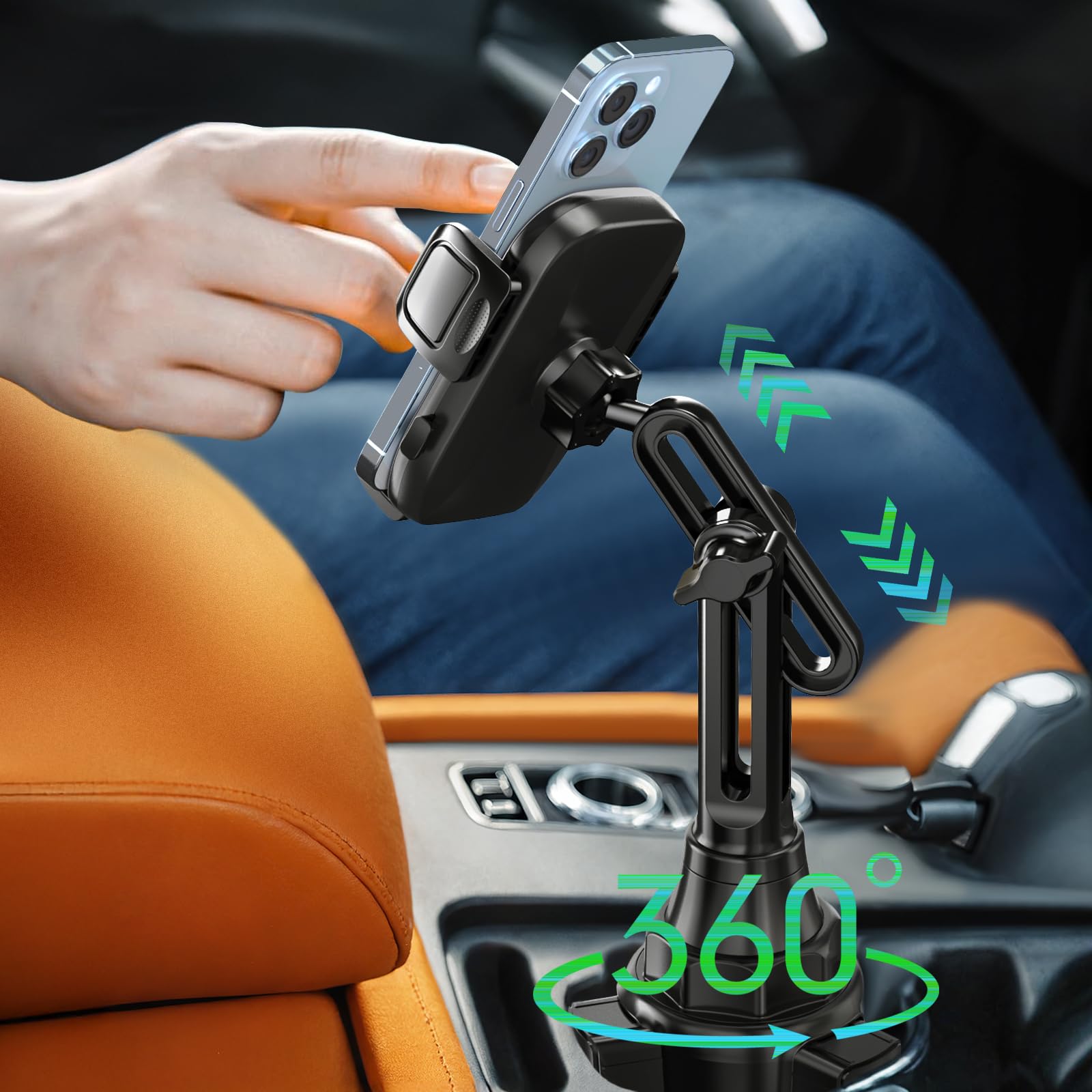 Cup Phone Holders for Your car, Universal Adjustable Base and Long Neck Car Phone Mount Cradle, Cell Phone Holder Car Accessories/Trucks/Golf Cart/