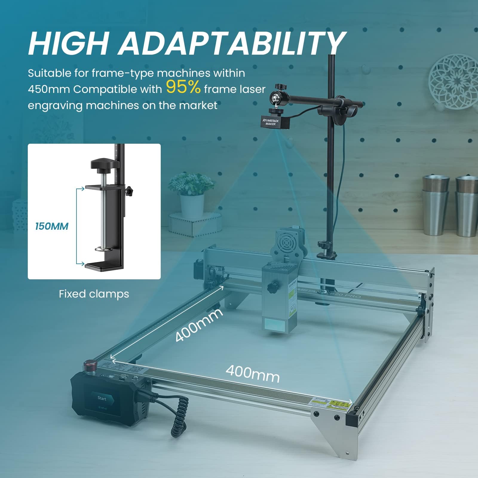 ATOMSTACK Telecamera AC1 per incisore laser, 5 MP Pixel LightBurn, posizionamento preciso, incisione multitasking e anteprima, adatta per macchina per incisione laser di tutte le marche