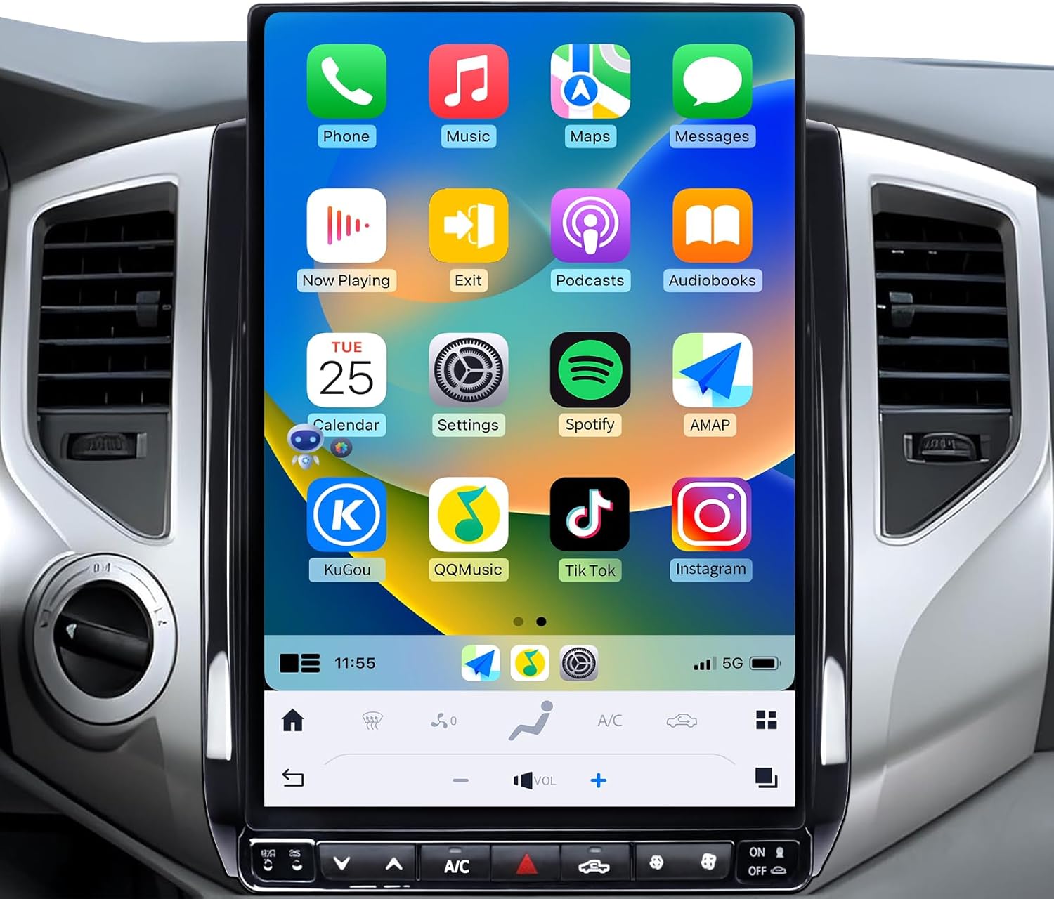 Car Radio for Toyota Tacoma 2005-2015 Stereo 13.8 Inch Upgrade Head Unit Replacement with Wireless carplay and Android auto IPS Touch Screen GPS Navigation 4G LTE FM/AM SWC DSP(8+128G)