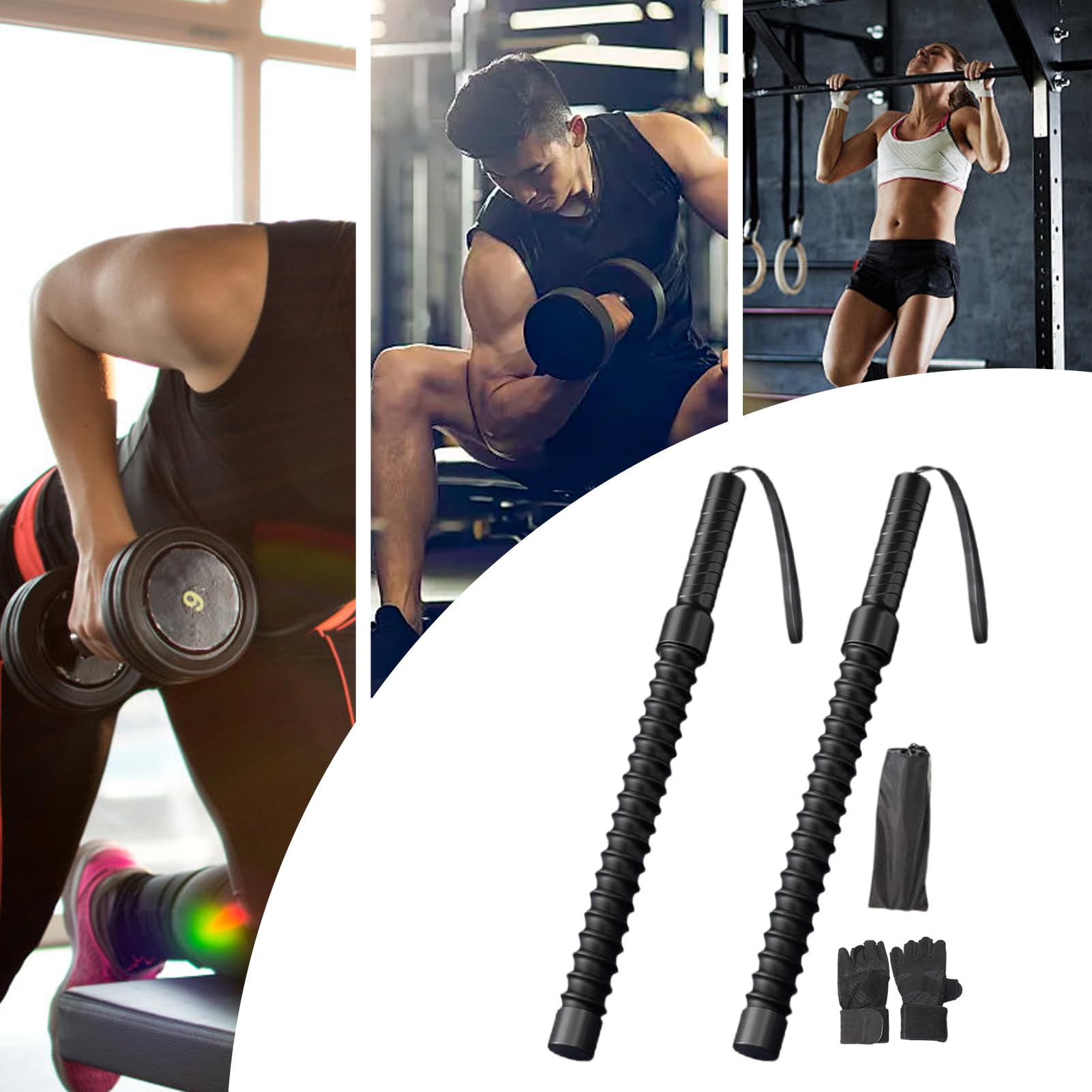 Battle Ropes Lot de 2 cordes d'entraînement portables sans corde avec noyau en acier et poignée antidérapante pour entraînement complet du corps, salle de sport, extérieur, boxe et