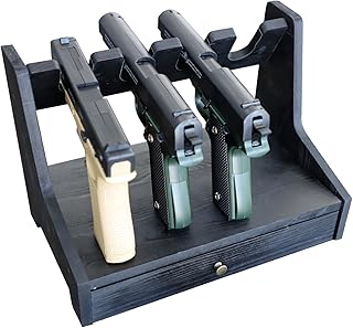 Pistol Gun Rack Safe,Wood Handgun Rack Holder for Gun Cabinet Accessories, Gun Rack Organizer for Nightstand,Gun Lover Gifts for Men - ABRANK