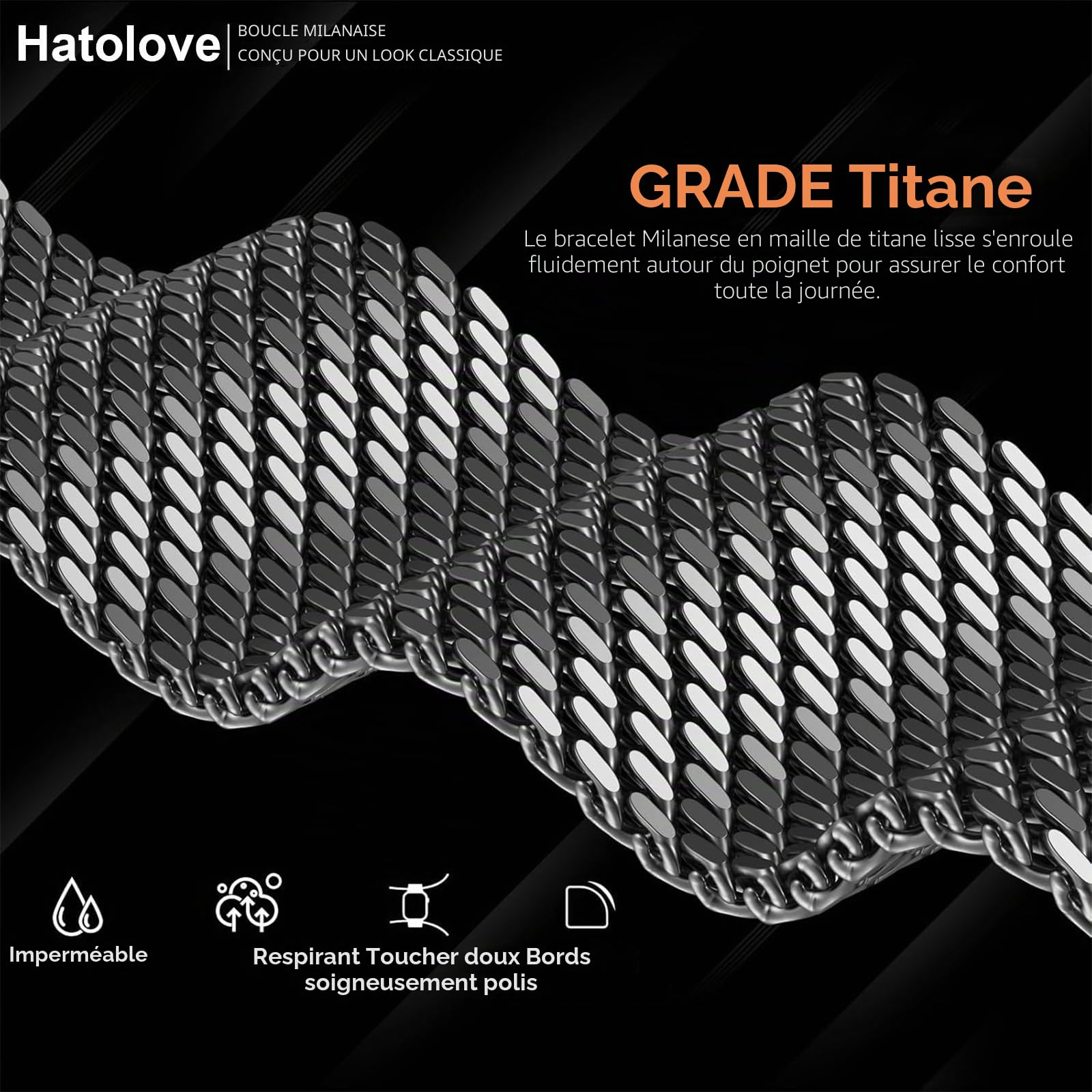 Bracelet Huawei GT6 Pro 46mm, 22mm Milanais Bracelet en Titane avec Boucle de Type Parachute pour Huawei Watch GT6/GT5/GT5 Pro/GT4/GT3/GT3 Pro/GT2/GT2 Pro/GT 46mm/Xiaomi Redmi Watch 5 Active/5 Lite