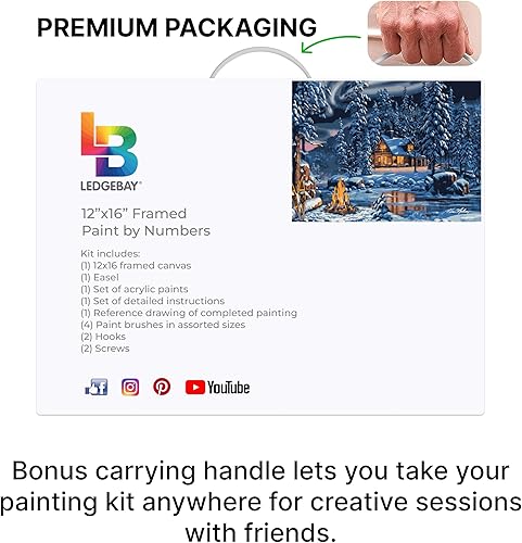 Miniatura 8 de Ledgebay - Pintura por número para adultos Kits de pintura por números, pintura sin arrugas por números para adultos principiantes, 12 x 16