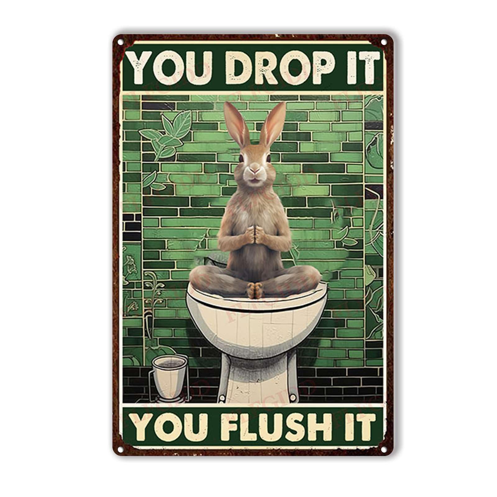 Anceky Funny Metal Sign You Drop It Yoush It Rabbit Signs Retro Tin Sign Wall Decor for Garage Kitchen Home Bar Cafe 12×8 Inch