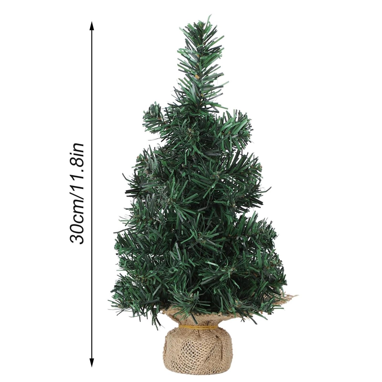 Lot de 2 Petits sapins Noël artificiels avec Base en Toile Jute for décoration Table Petits espaces(30CM)
