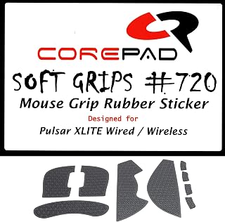 COREPAD Soft Grips Self-Adhesive Pre-Cut Non-Slip Stickers for PC Gaming Mice (Black, Pulsar Xlite Wired / Wireless)