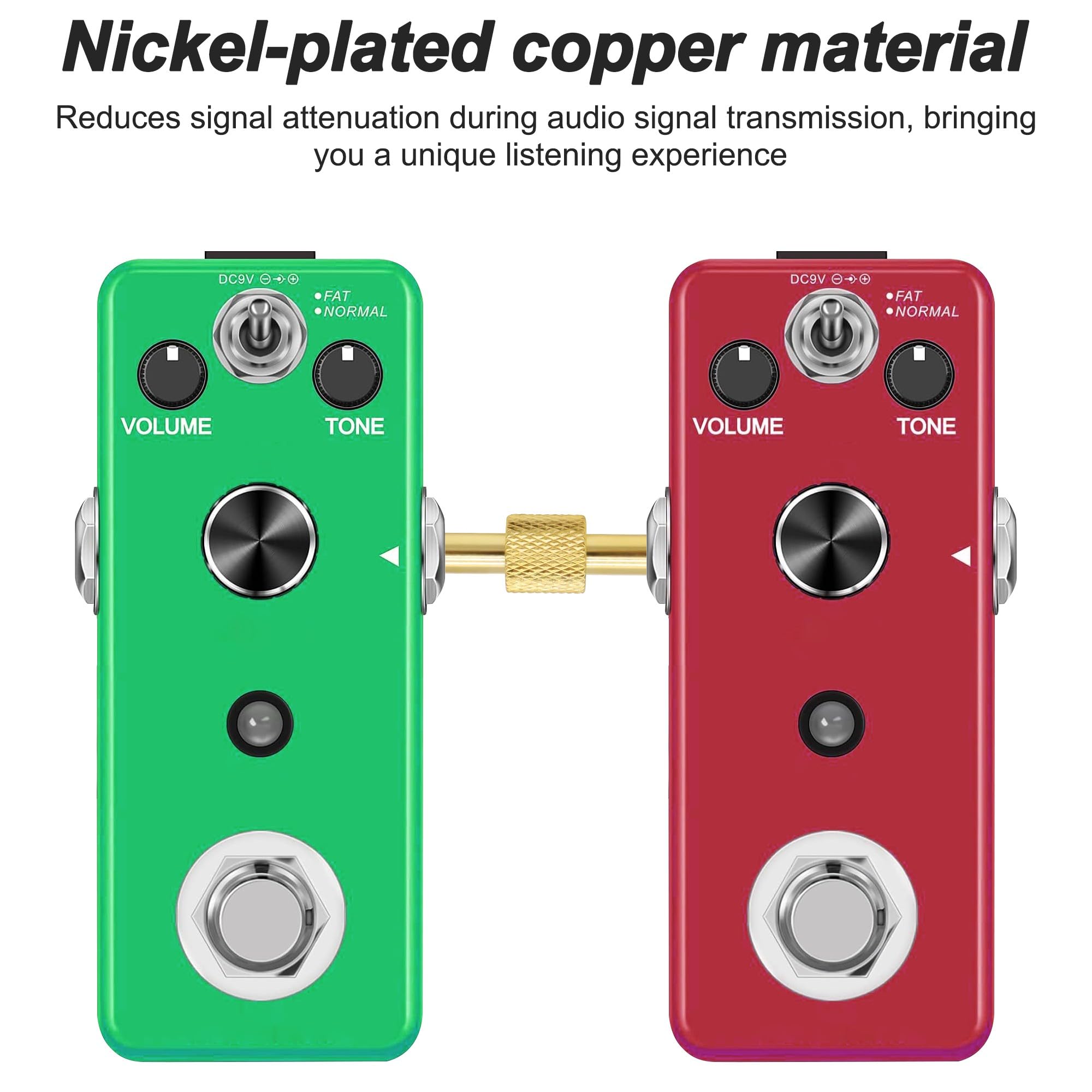 MEIRIYFA Guitar Pedal Patch Connector 6.35mm 1/4" Effect Couplers TS Mono Male to Male Adapter Audio Converter Connector for Electric Guitars Pedalboard (Gold - Image 4