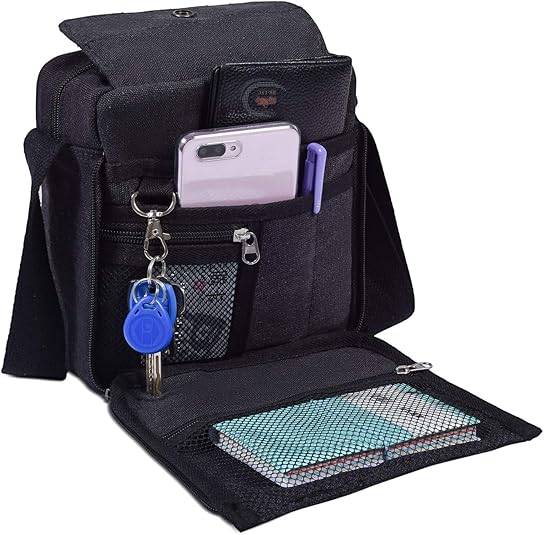 Canvas Small Messenger for Men Women, Mini Crossbody Shoulder Chest Travel Bag, Multi-pocket Purse