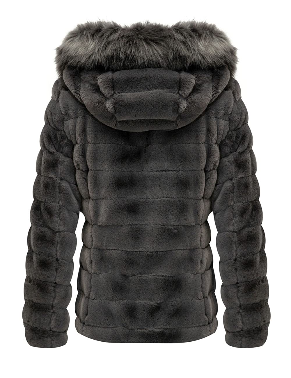 Giolshon Giubbotto Donna Reversibile in Eco Pile, Piumino Corto Invernale con Cappuccio e Collo in Pelliccia