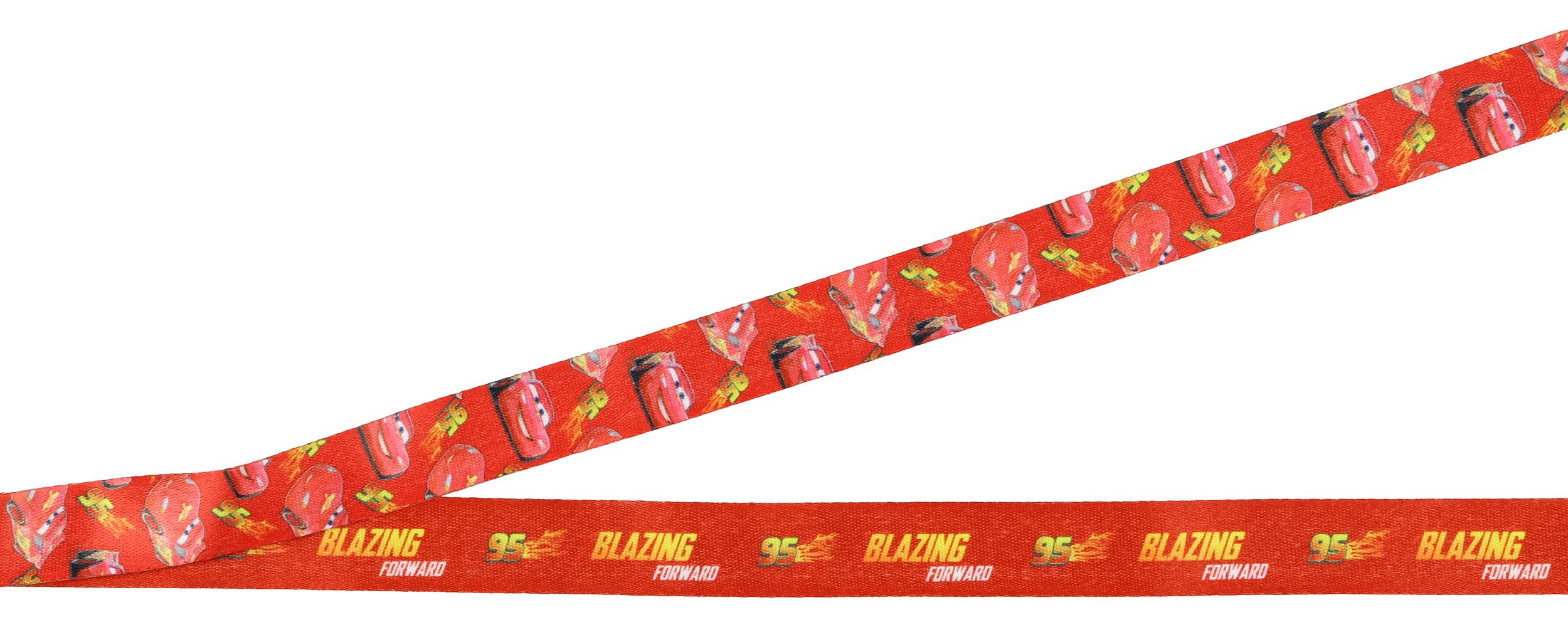 Disney Cars Lightning McQueen Schlüsselband mit transparentem Ausweishalter und 5,1 cm Rennwagen-Anhänger aus Gummi