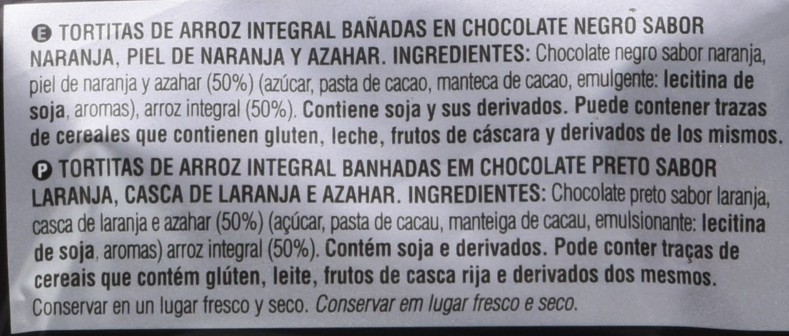 Bicentury Tortitas Arroz Con Chocolate Negro, Naranja Y Azahar, 4 x 160 g